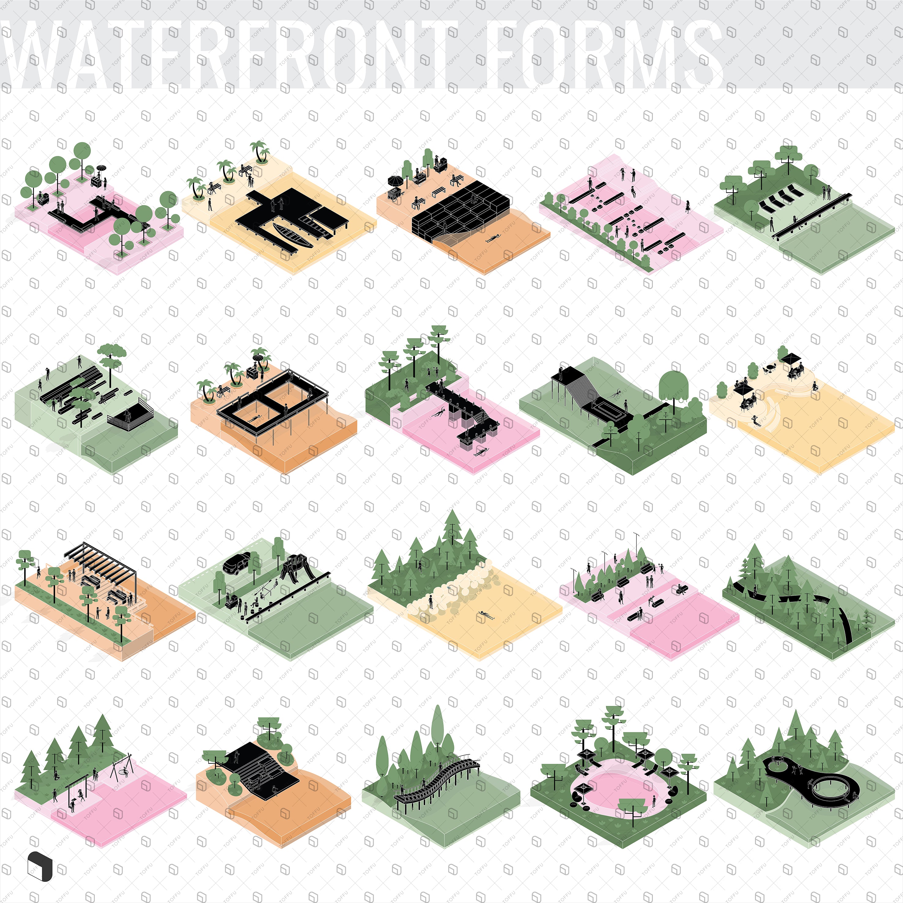 Axonometric Diagram Waterfront Forms PNG - Toffu Co