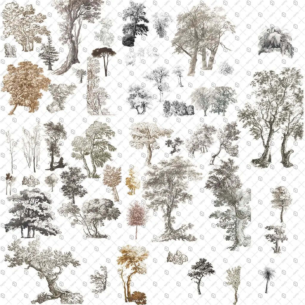 Cutout Trees From Illustration 3 Digital Artwork drawings | Toffu Co