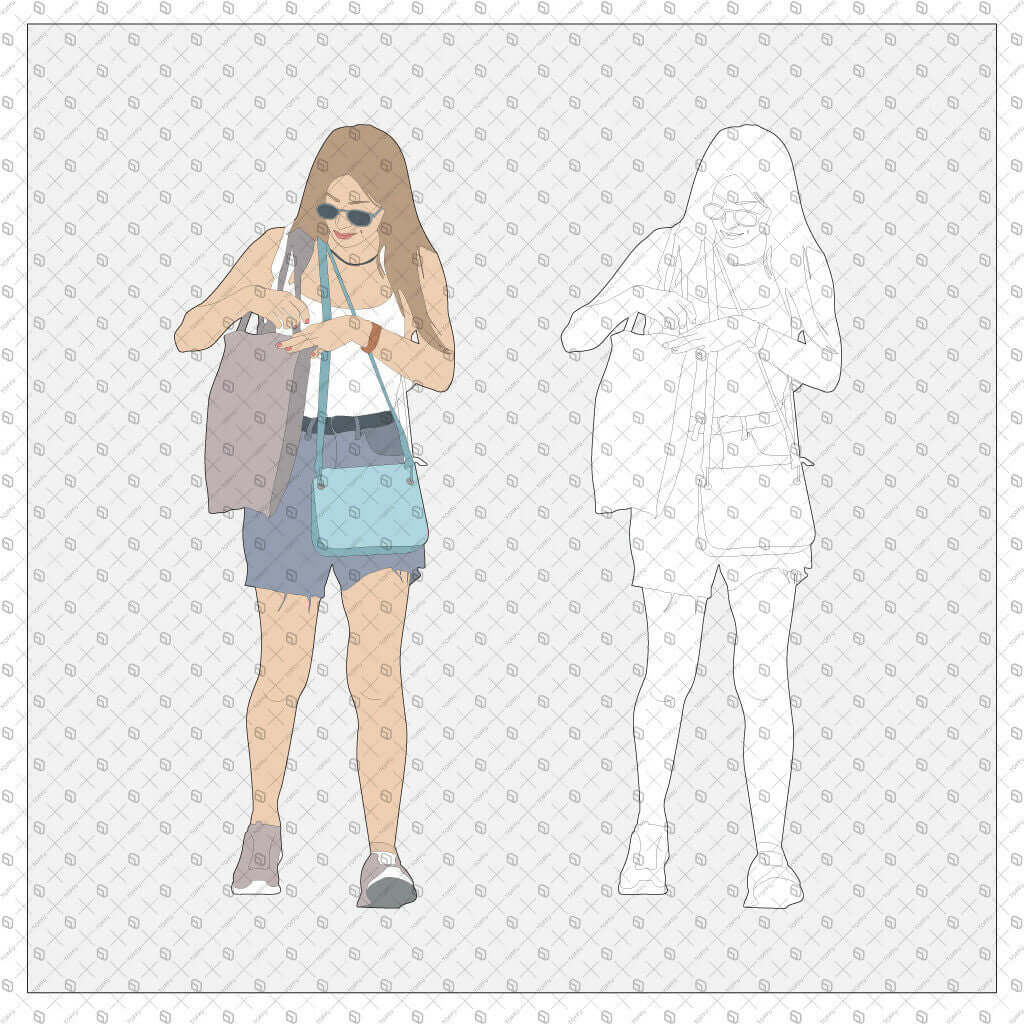 Flat Vector Human Figures Outline and Vectors 2 Digital Artwork drawings | Toffu Co