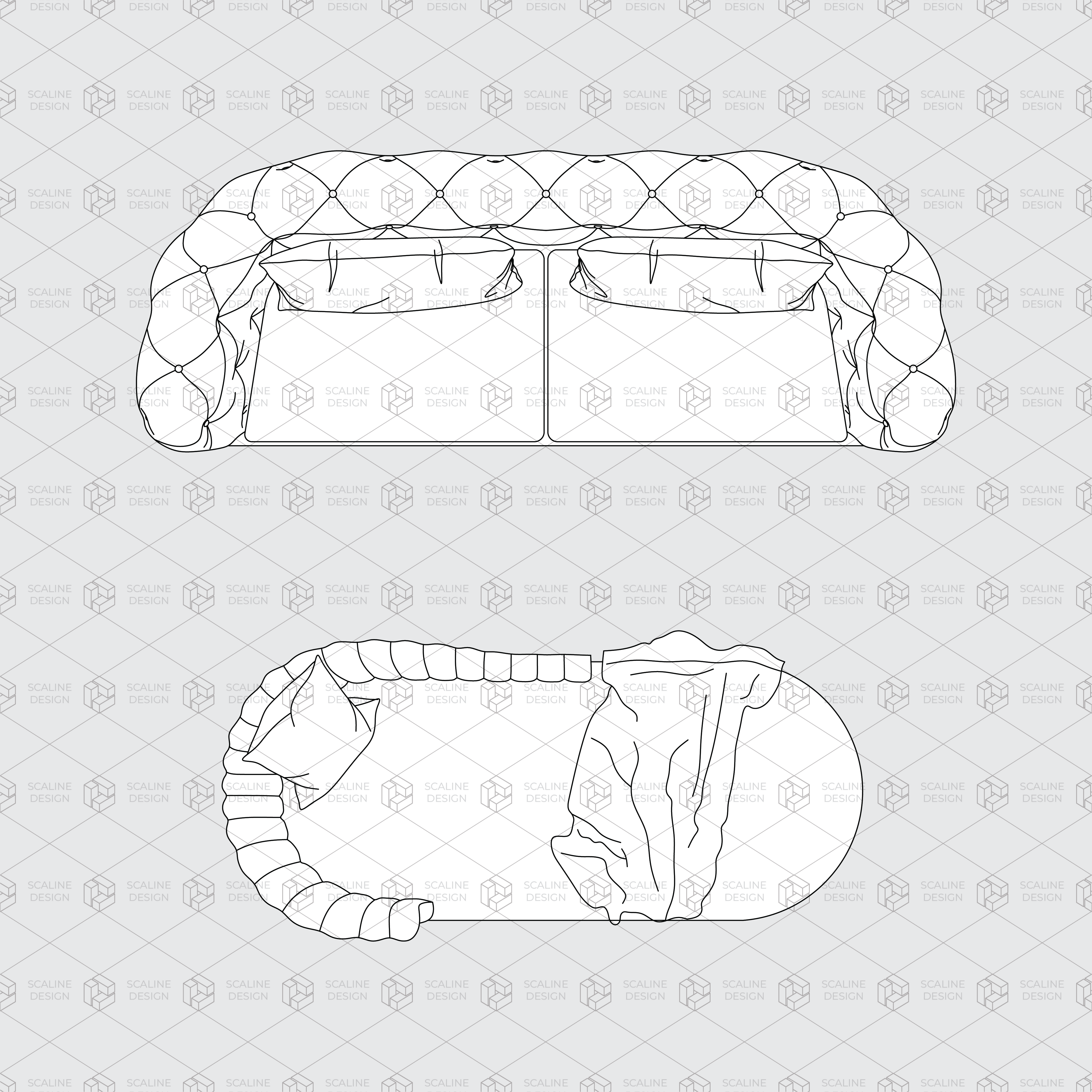 Cad Sofa and Chair Top View Digital Artwork drawings | Toffu Co