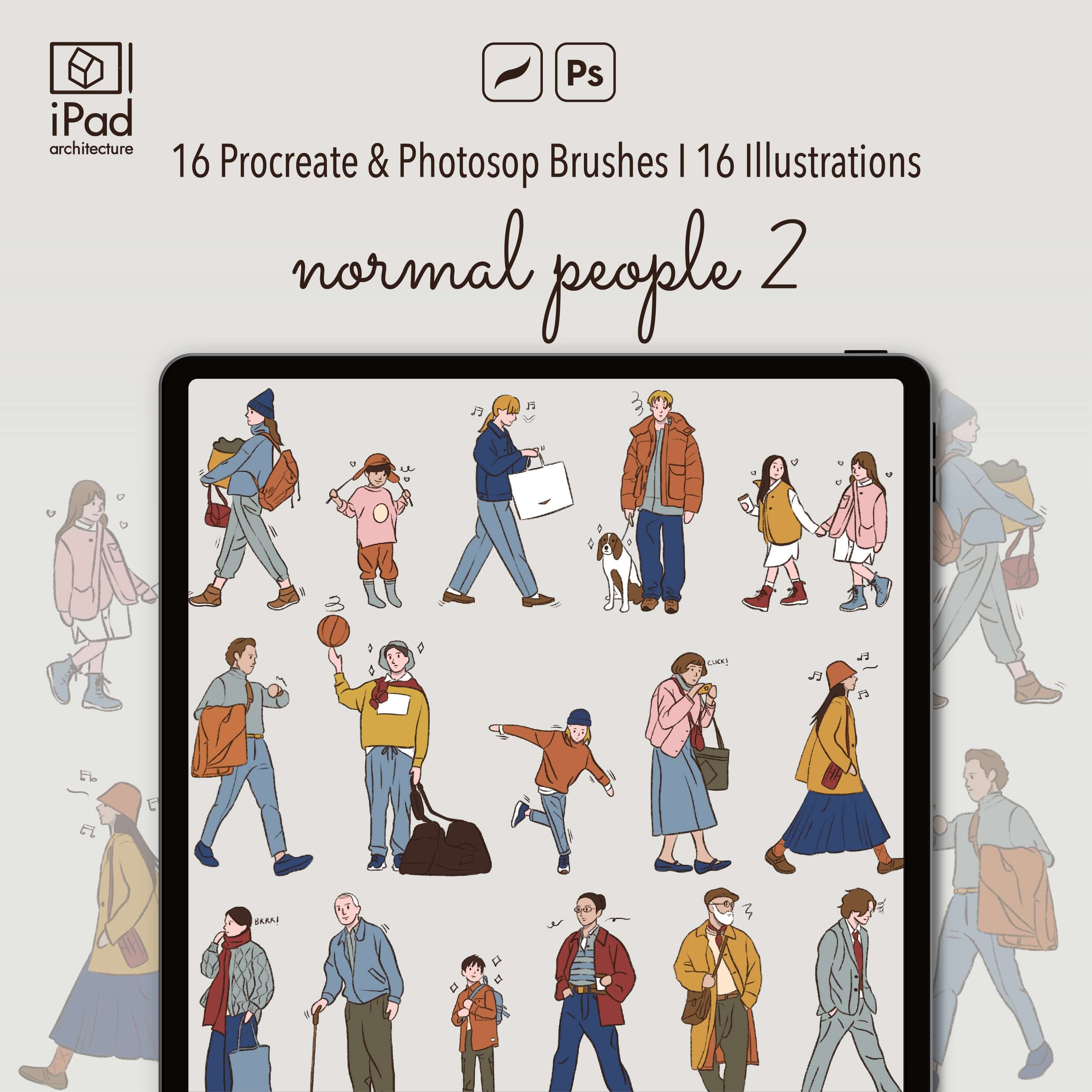 Procreate & Photoshop Normal People Brushset & Illustrations 2 Digital Artwork drawings | Toffu Co