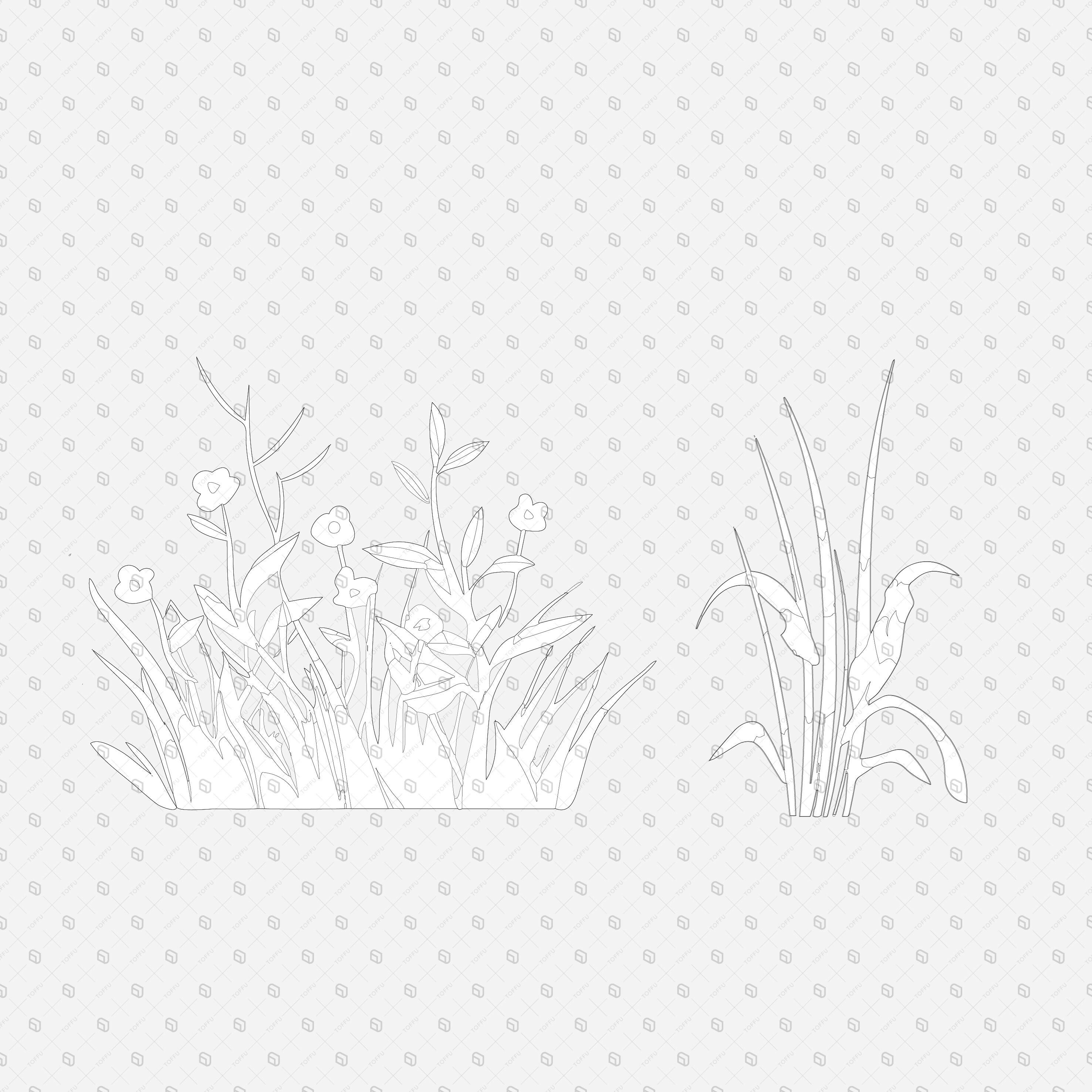 Cad Vegetation Plants and Grass 2 PNG - Toffu Co