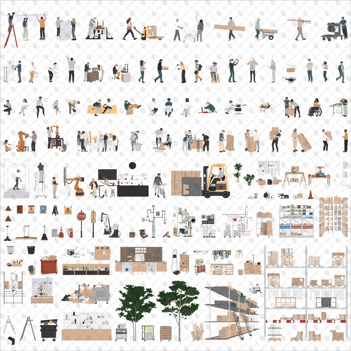 Flat Vector & Cutout Makerspace Visual Kit – Toffu Co