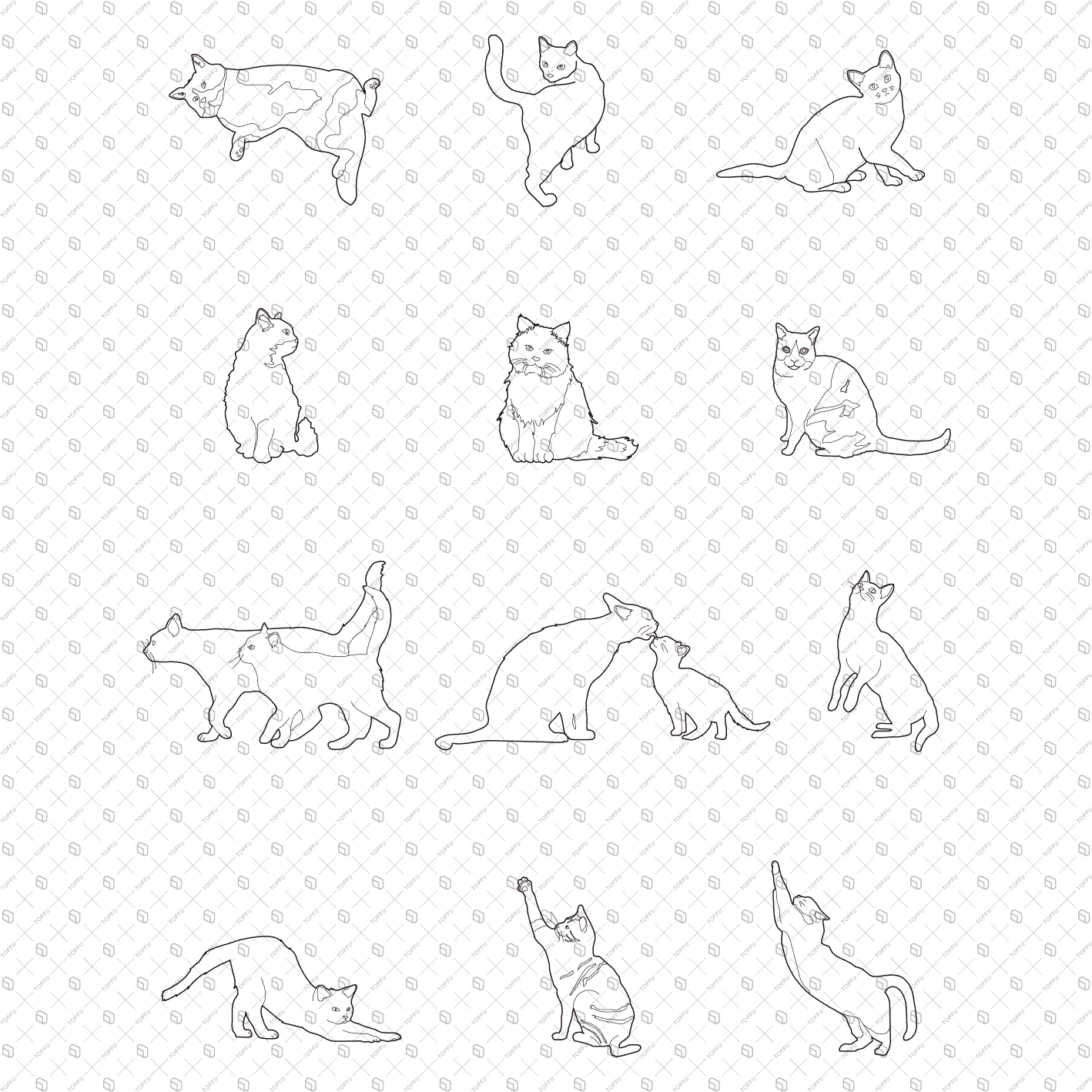 Cad Set of Detailed Cats - Toffu Co