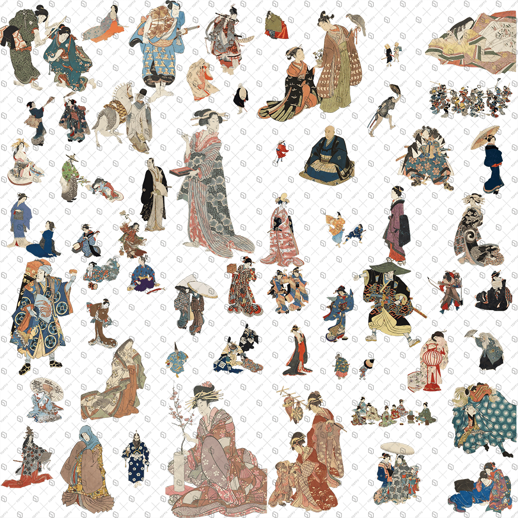 Cutout Japanese Art People From Painting Digital Artwork drawings | Toffu Co