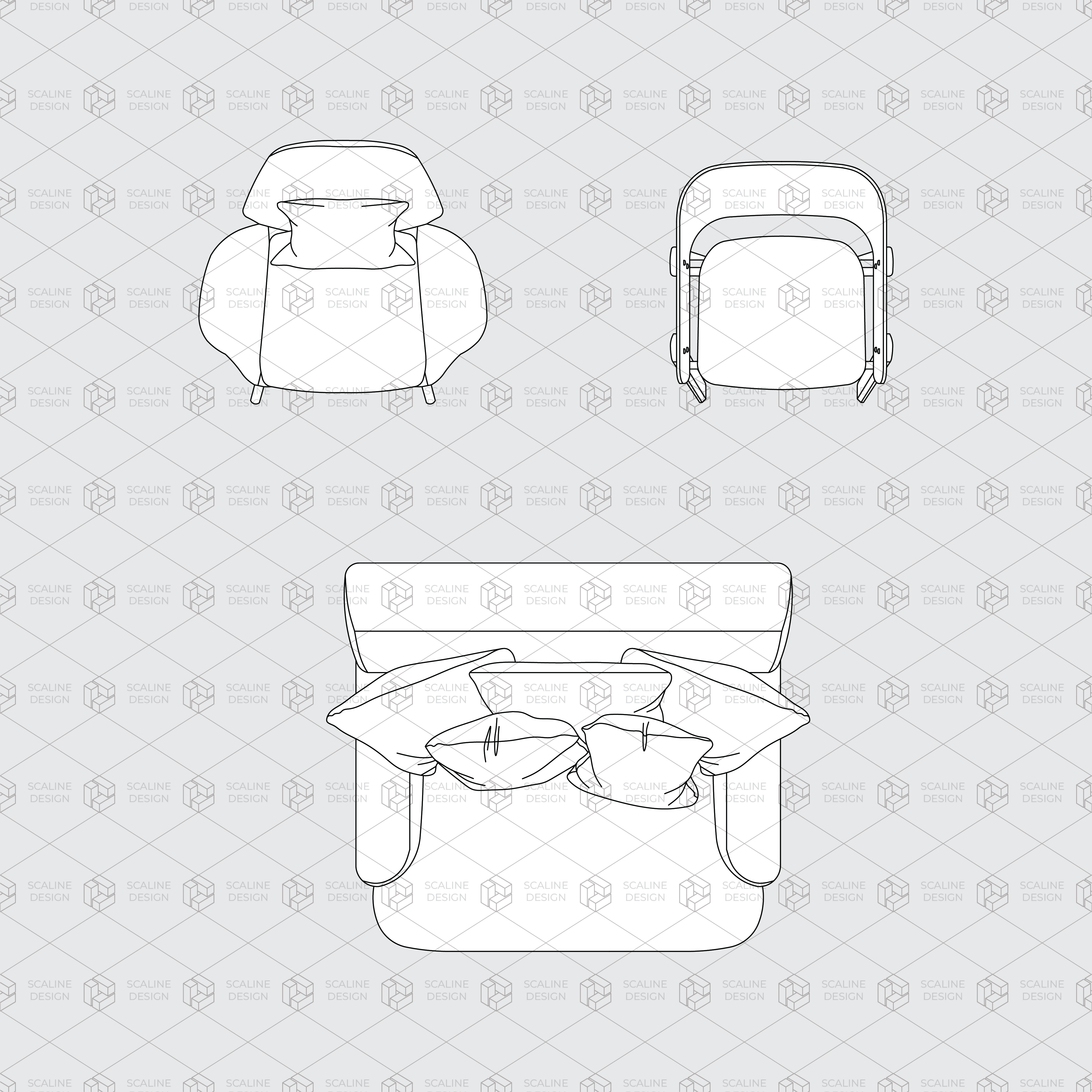 Cad Sofa and Chair Top View Digital Artwork drawings | Toffu Co