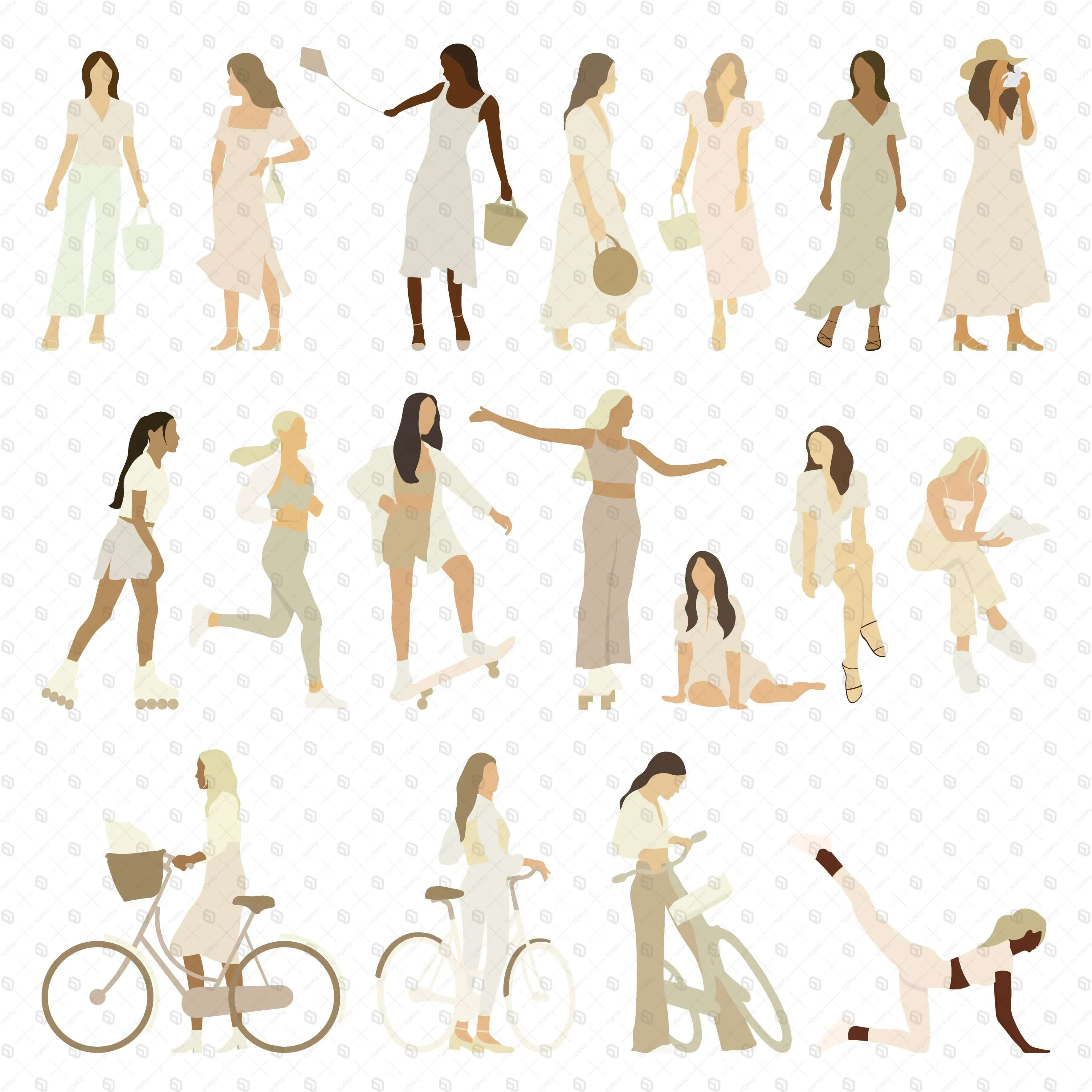 Flat Vector Girls at the Park Digital Artwork drawings | Toffu Co