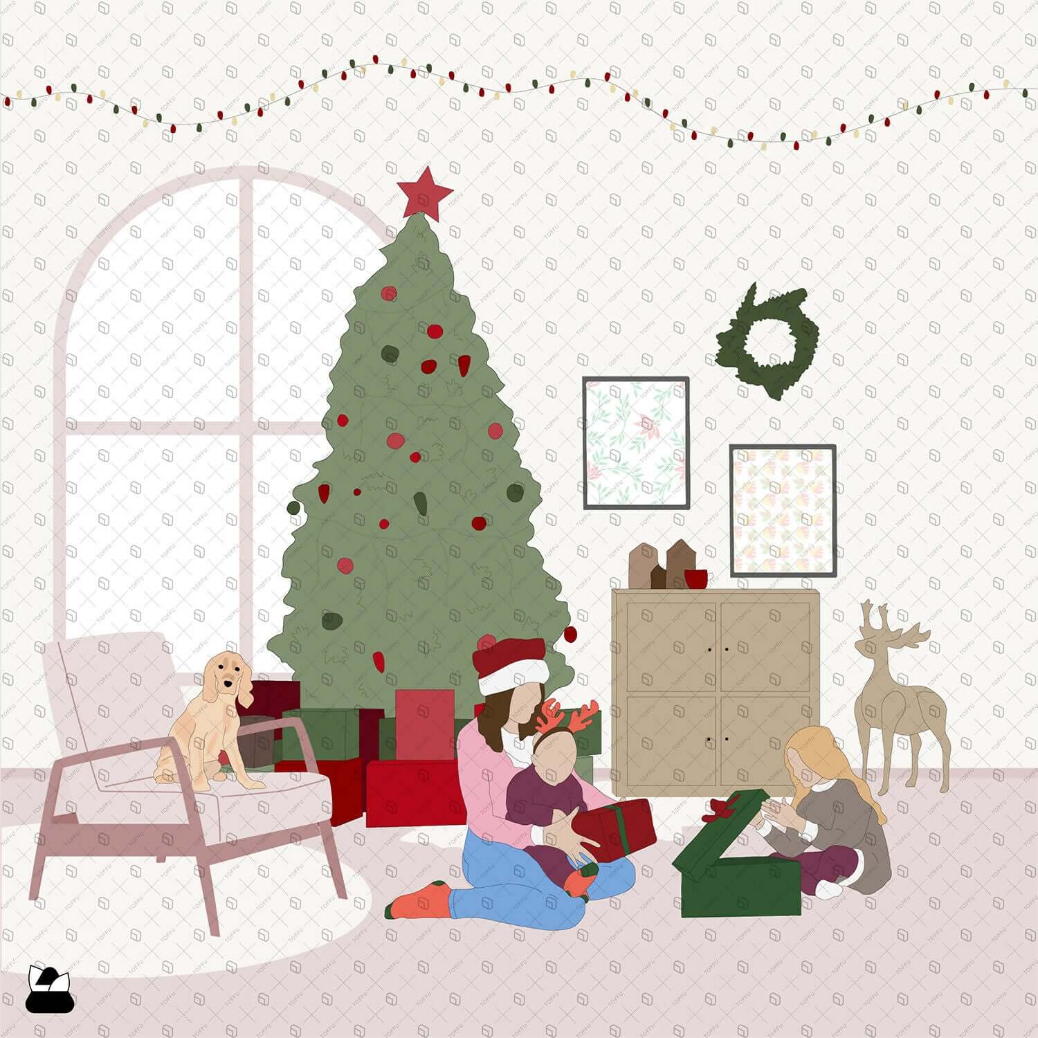Flat Vector - Cad People Christmas Edition Digital Artwork drawings | Toffu Co