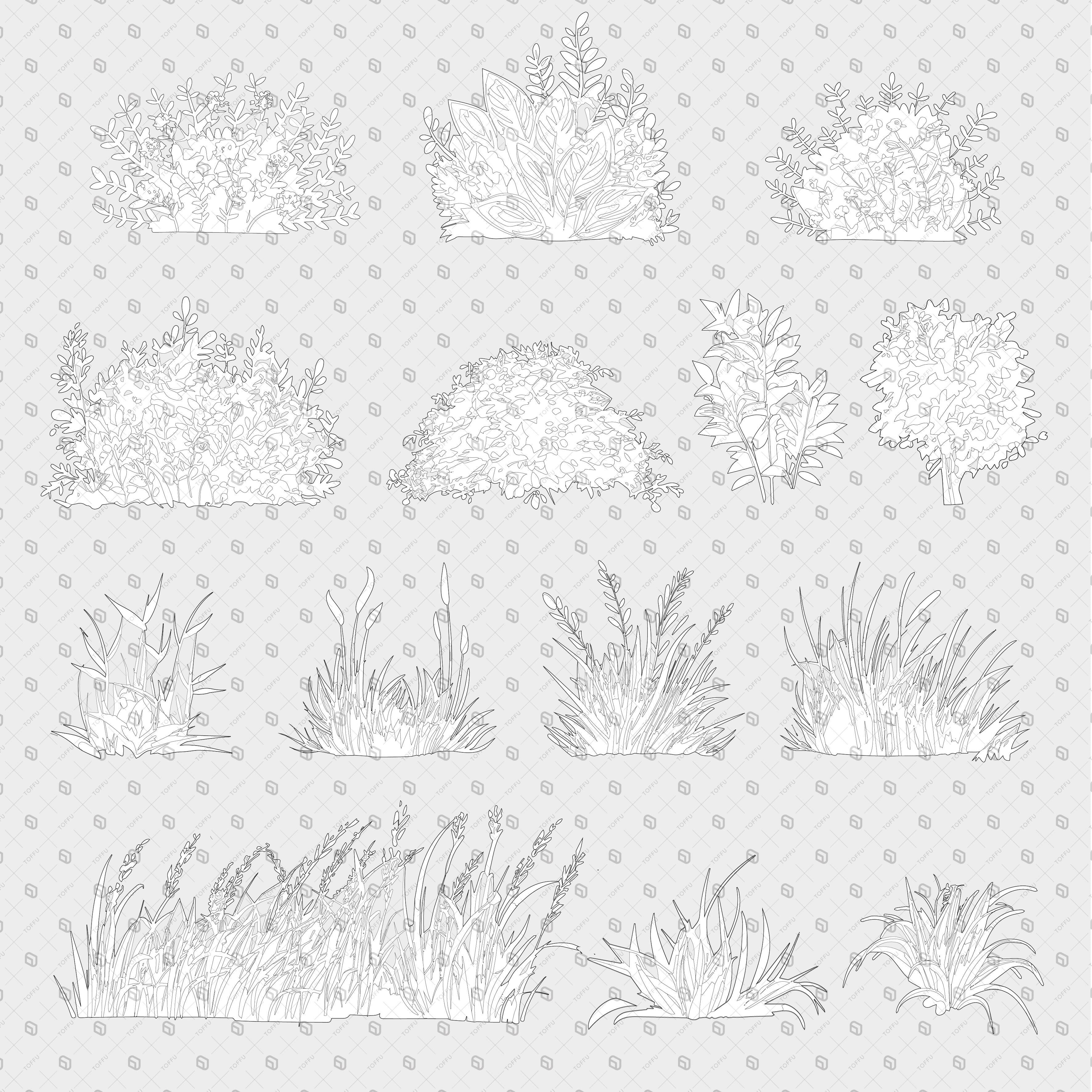 Cad Vegetation Plants and Grass PNG - Toffu Co