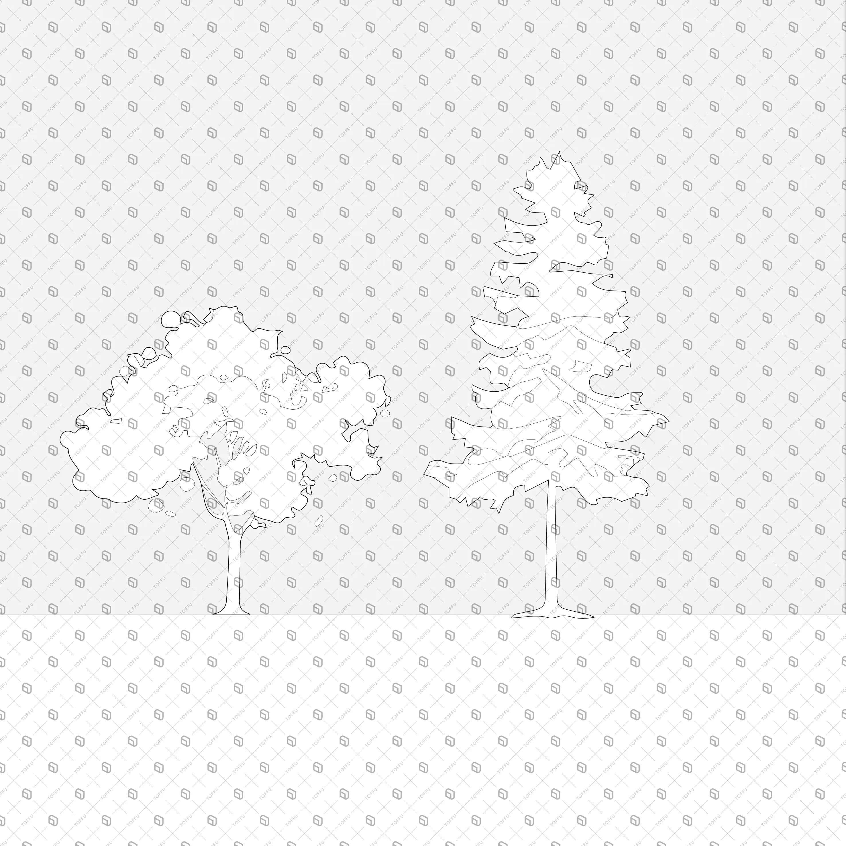 Cad Set of Trees Digital Artwork drawings | Toffu Co