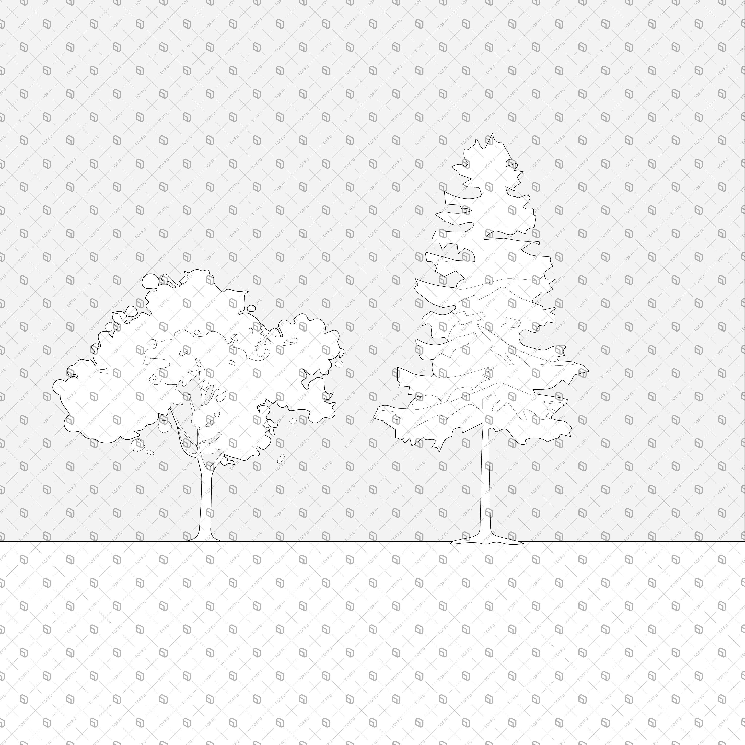 Cad Set of Trees PNG - Toffu Co