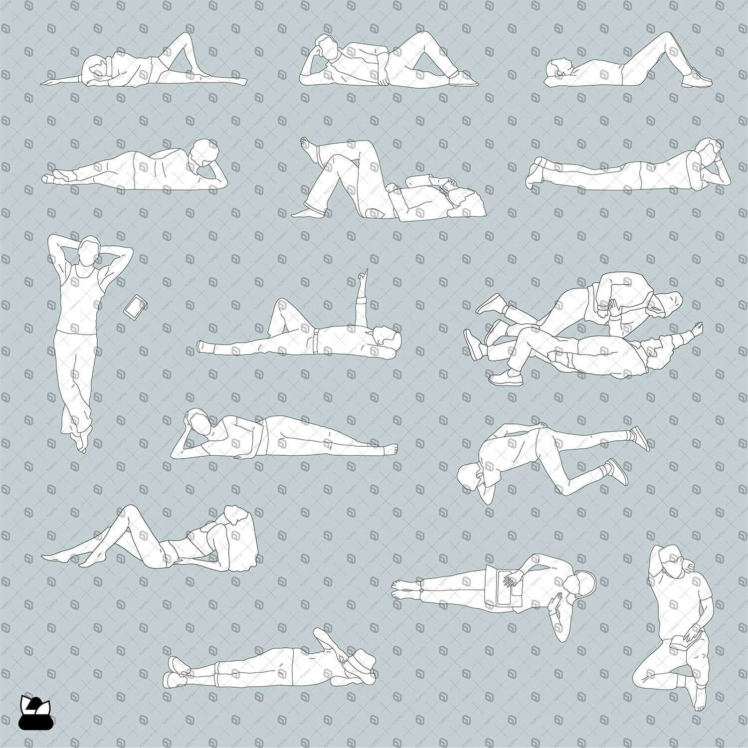 Flat Vector - Cad People Laying Down Digital Artwork drawings | Toffu Co