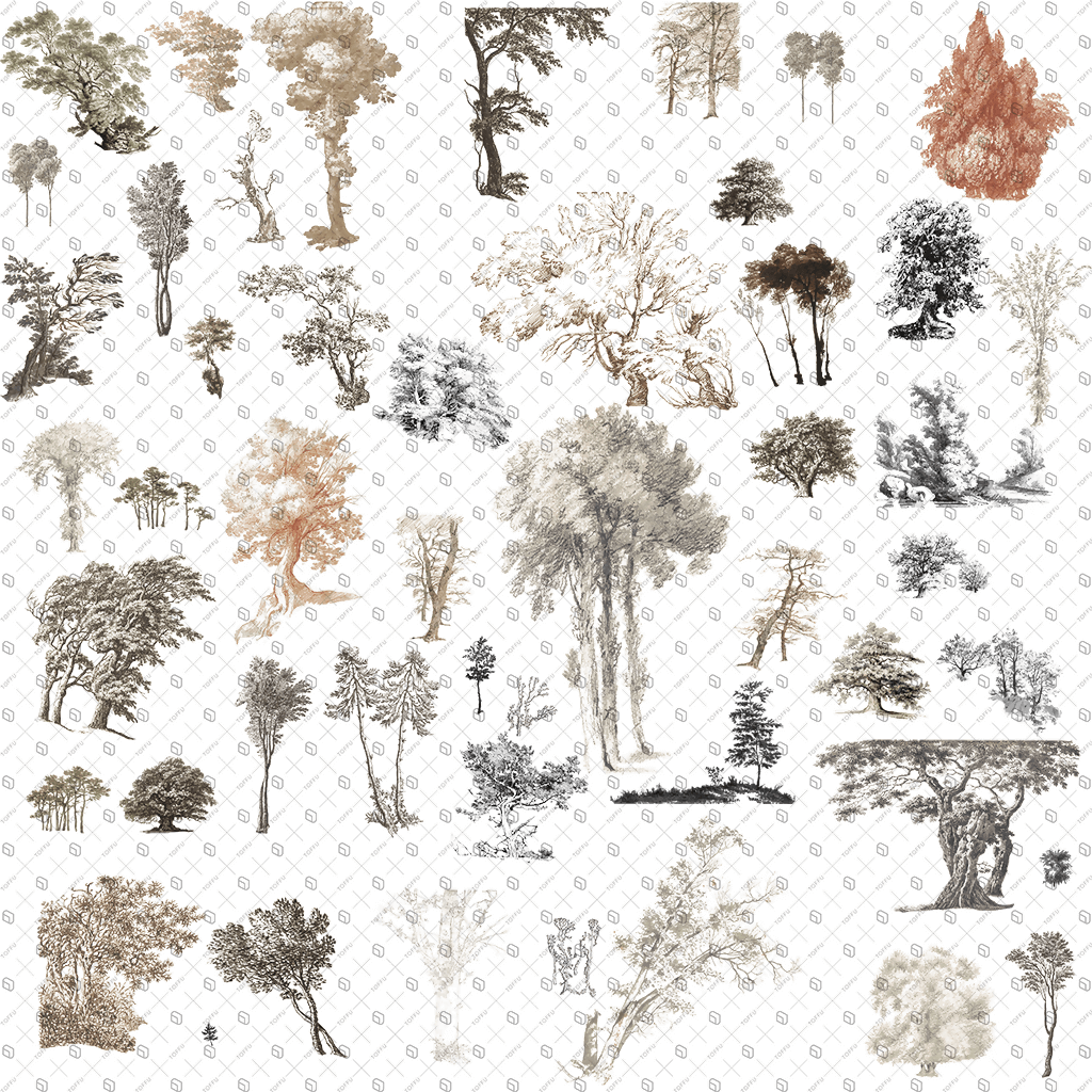 Cutout Trees From Illustration 4 Digital Artwork drawings | Toffu Co