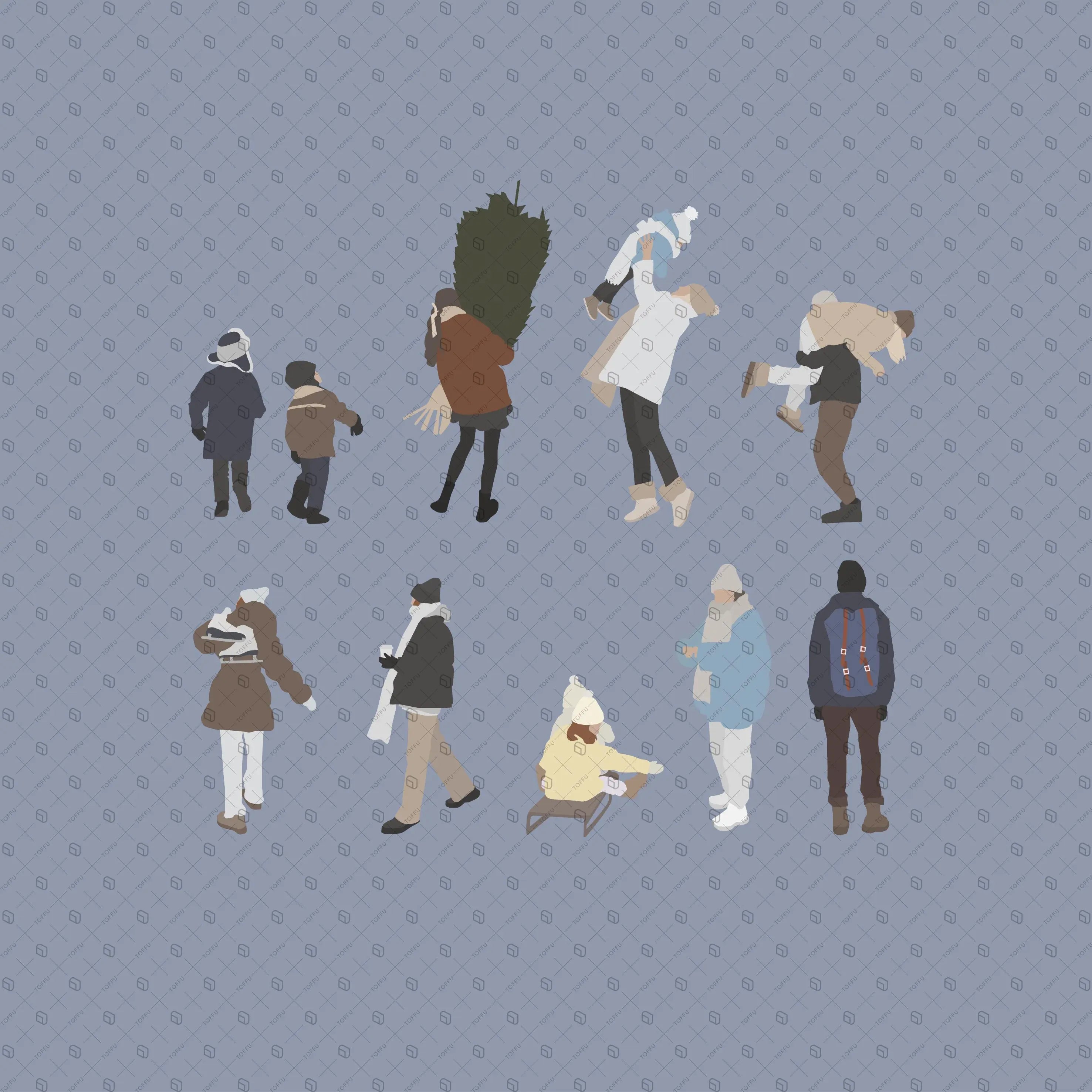 Flat Vector Winter People Pack Digital Artwork drawings | Toffu Co