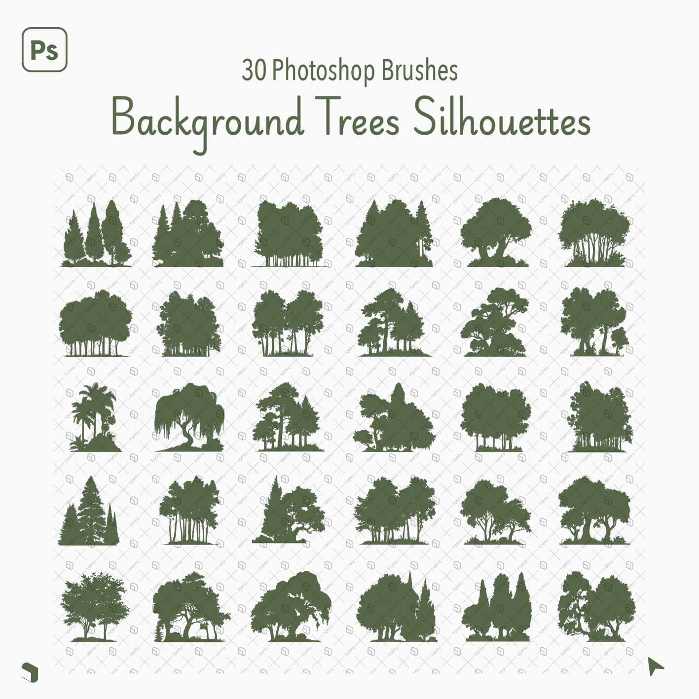 Photoshop Background Trees Silhouette Brushes Digital Artwork drawings | Toffu Co