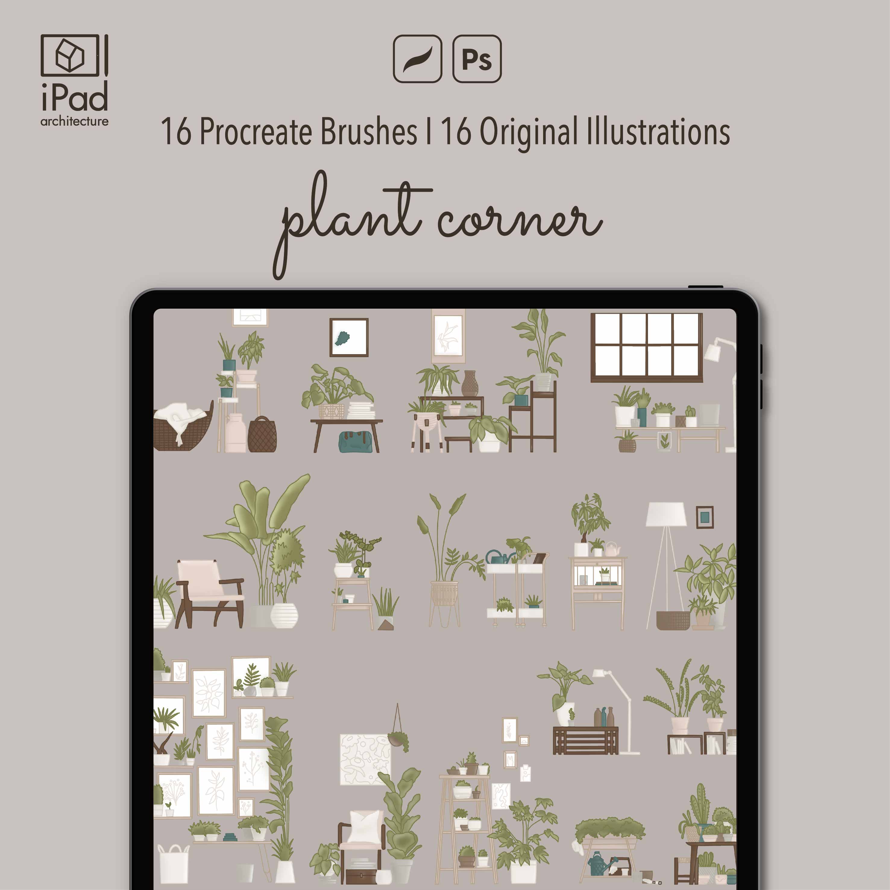 Procreate Plant Corner Brushset & Illustrations Digital Artwork drawings | Toffu Co