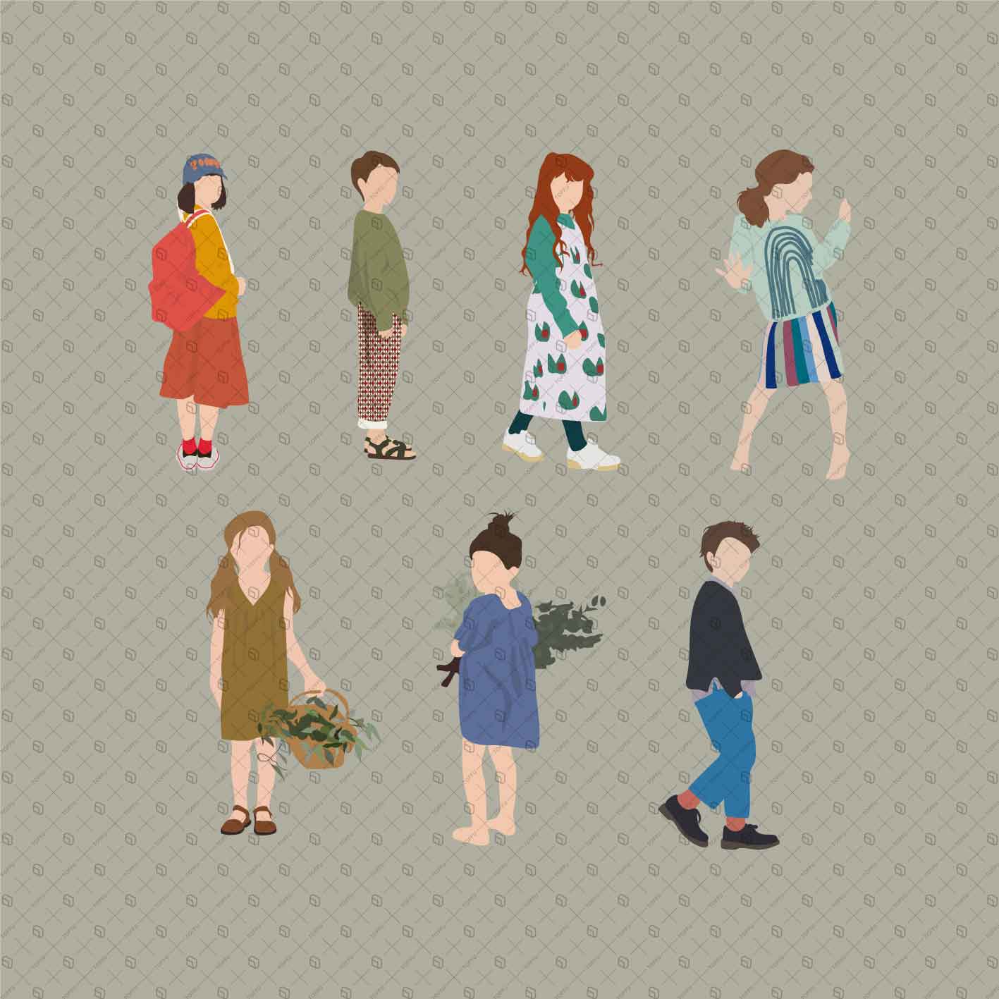 Flat Vector Raphic Children Flat Vector Kids | Toffu Co