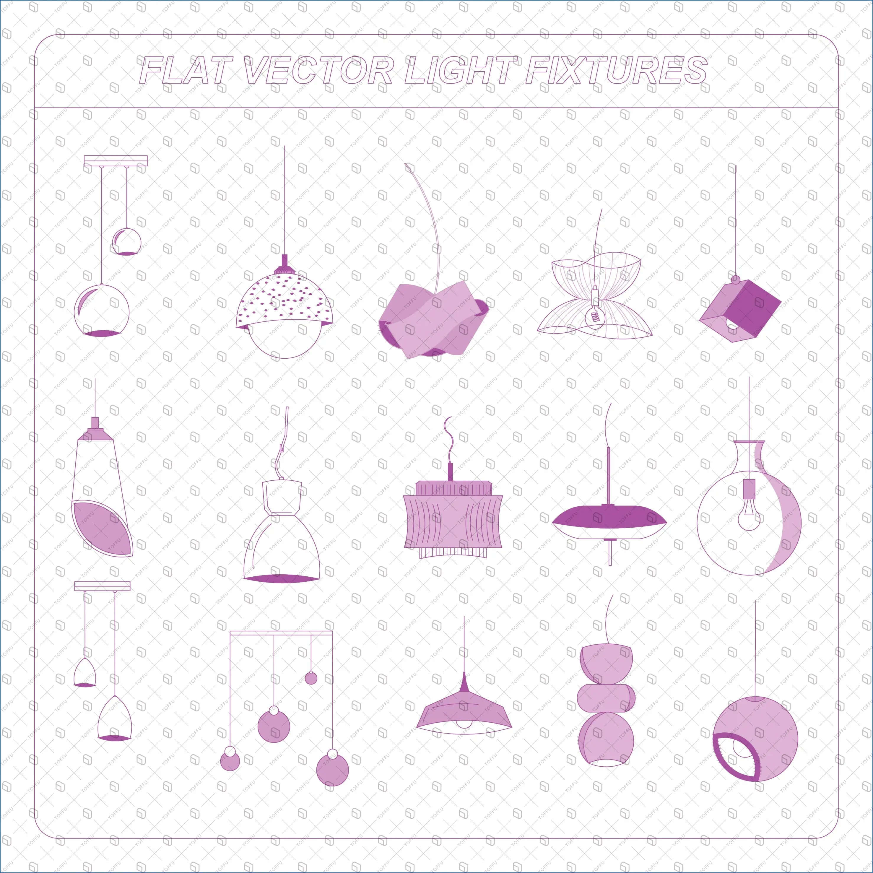 Flat Vector Light Fixtures Digital Artwork drawings | Toffu Co