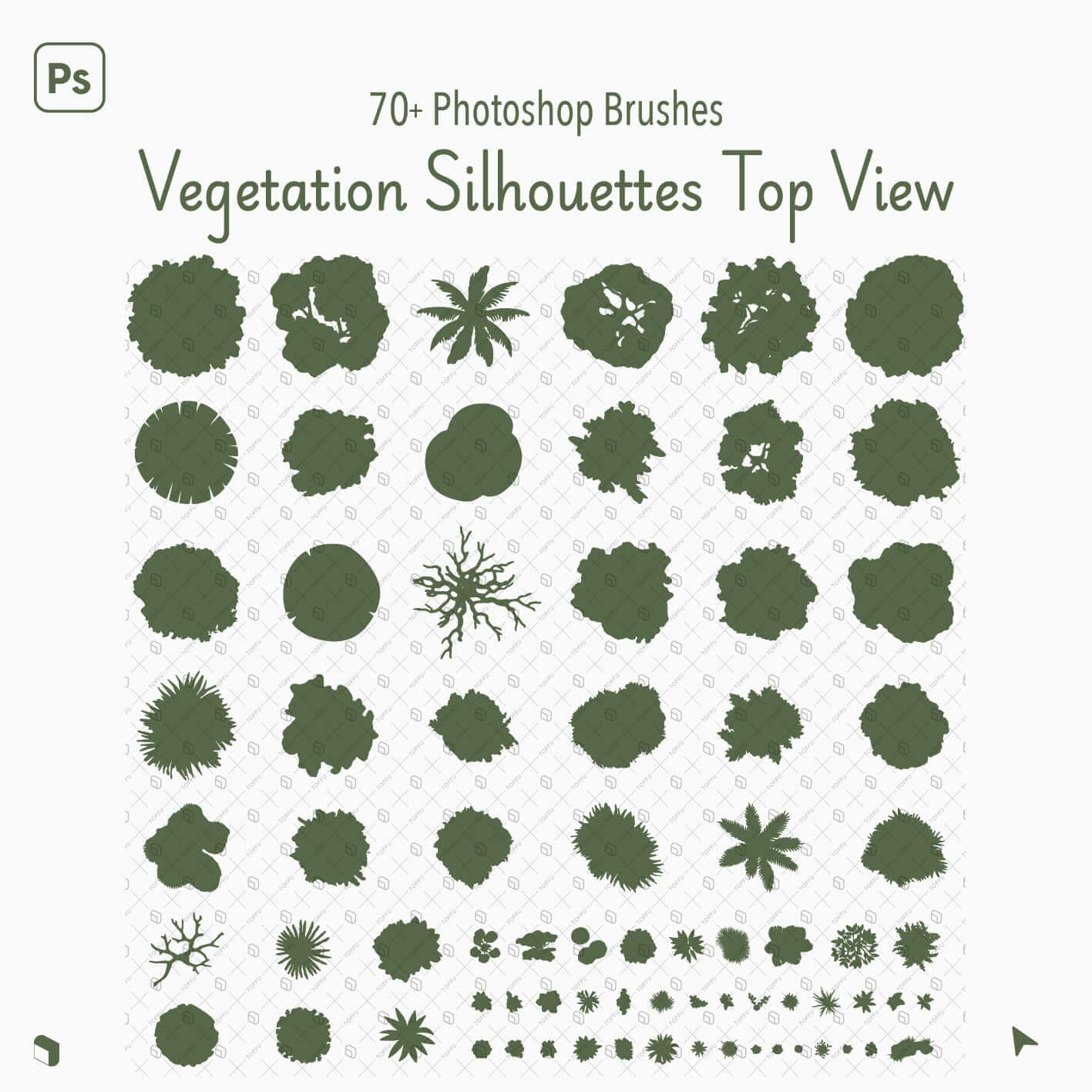 Photoshop Vegetation Silhouette Top View Brushes Digital Artwork drawings | Toffu Co