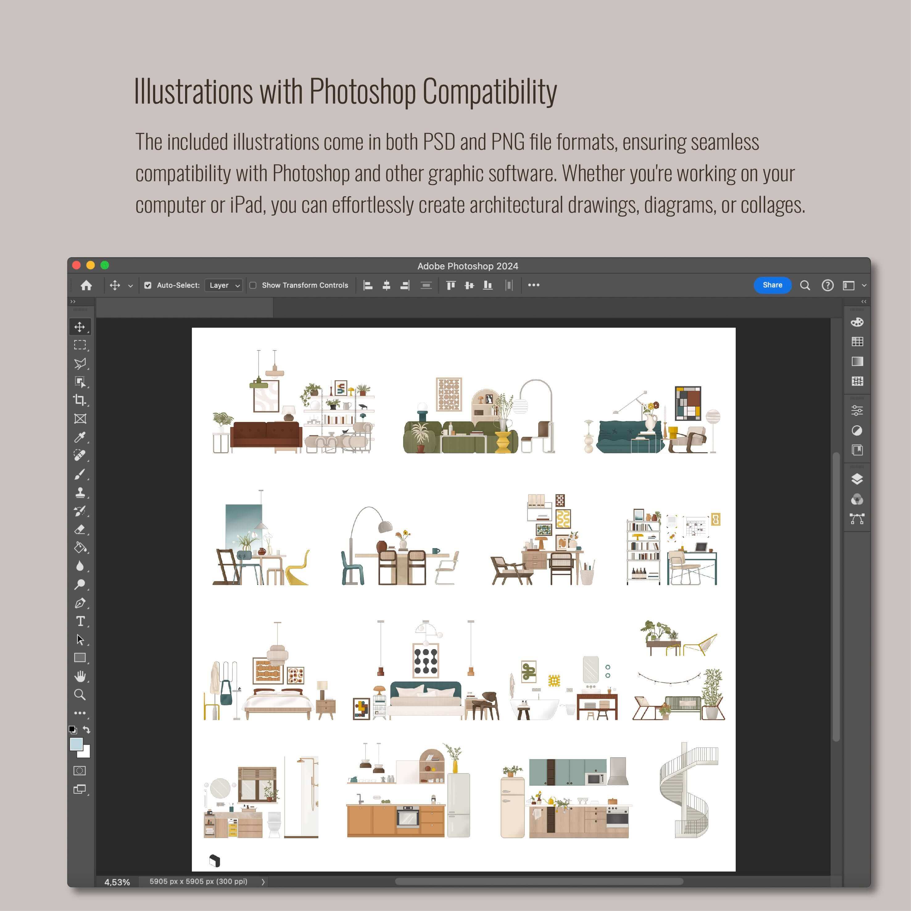 Procreate Apartment Furniture Brushset & Illustrations Digital Artwork drawings | Toffu Co