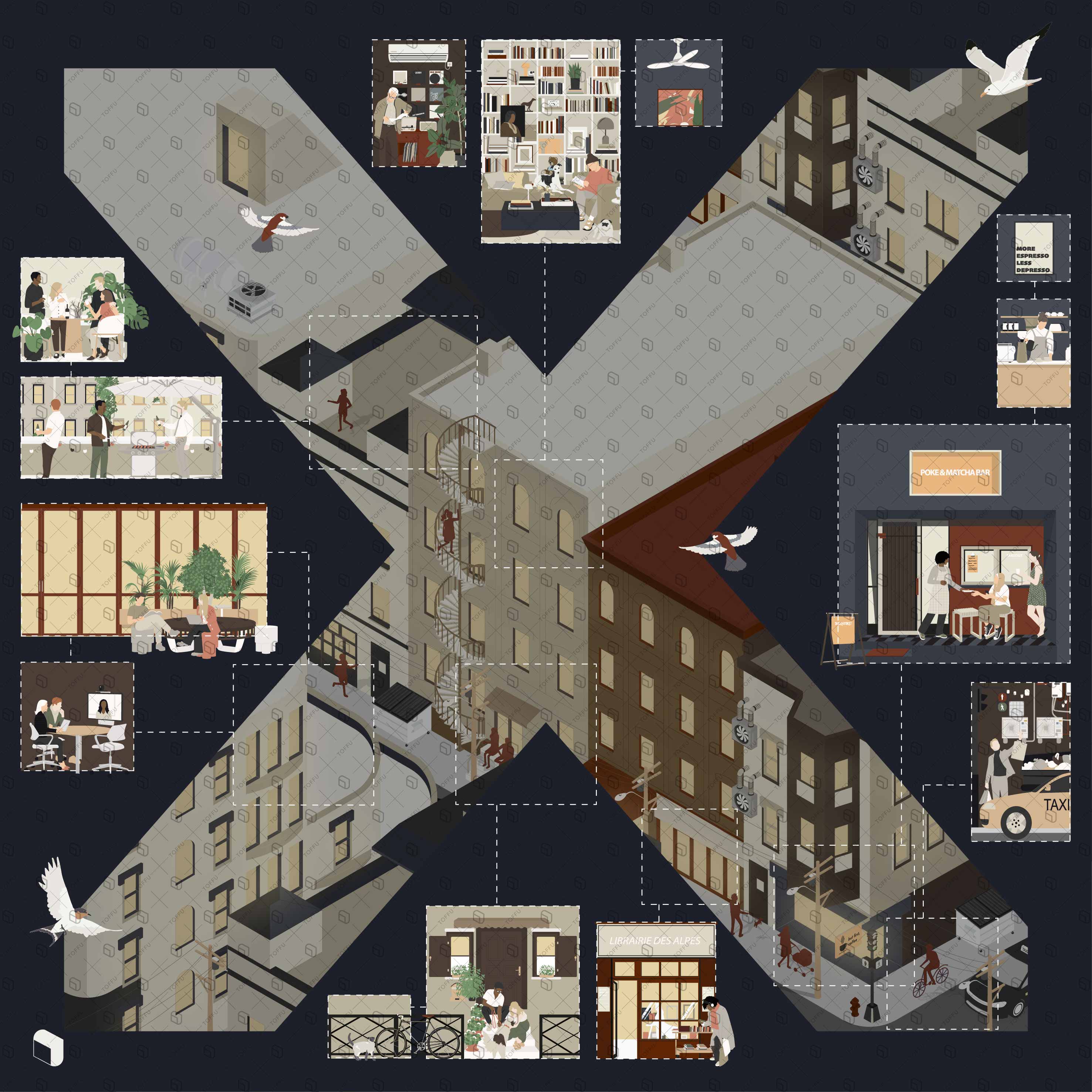 Axonometric & Flat Vector Slices of Life Creator Bundle – Toffu Co