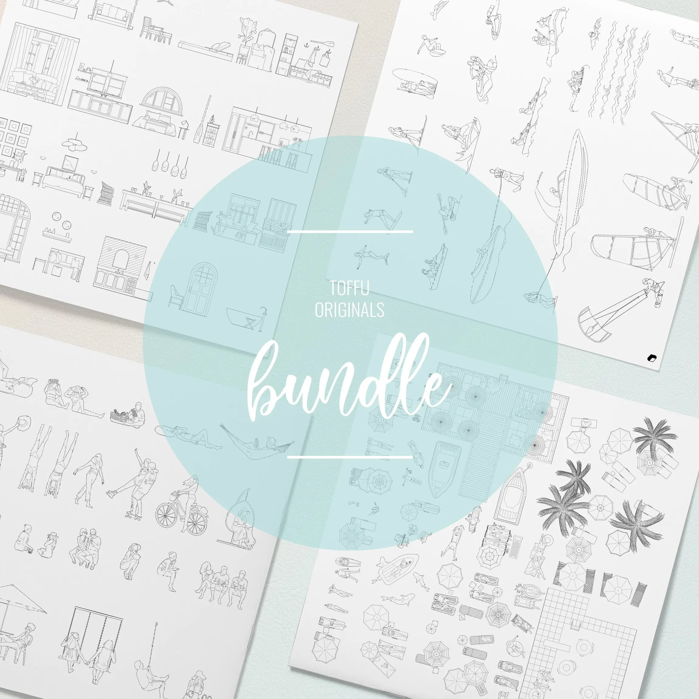 Cad Summer Bundle Digital Artwork drawings | Toffu Co