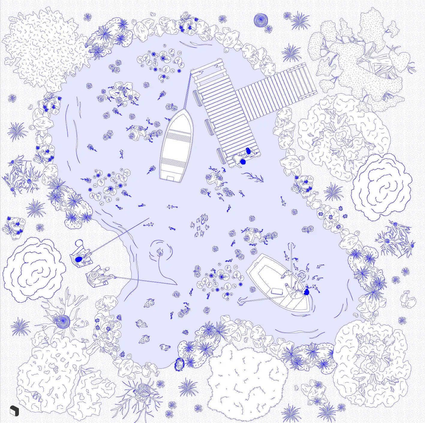 Cad Lake Top View Digital Artwork drawings | Toffu Co