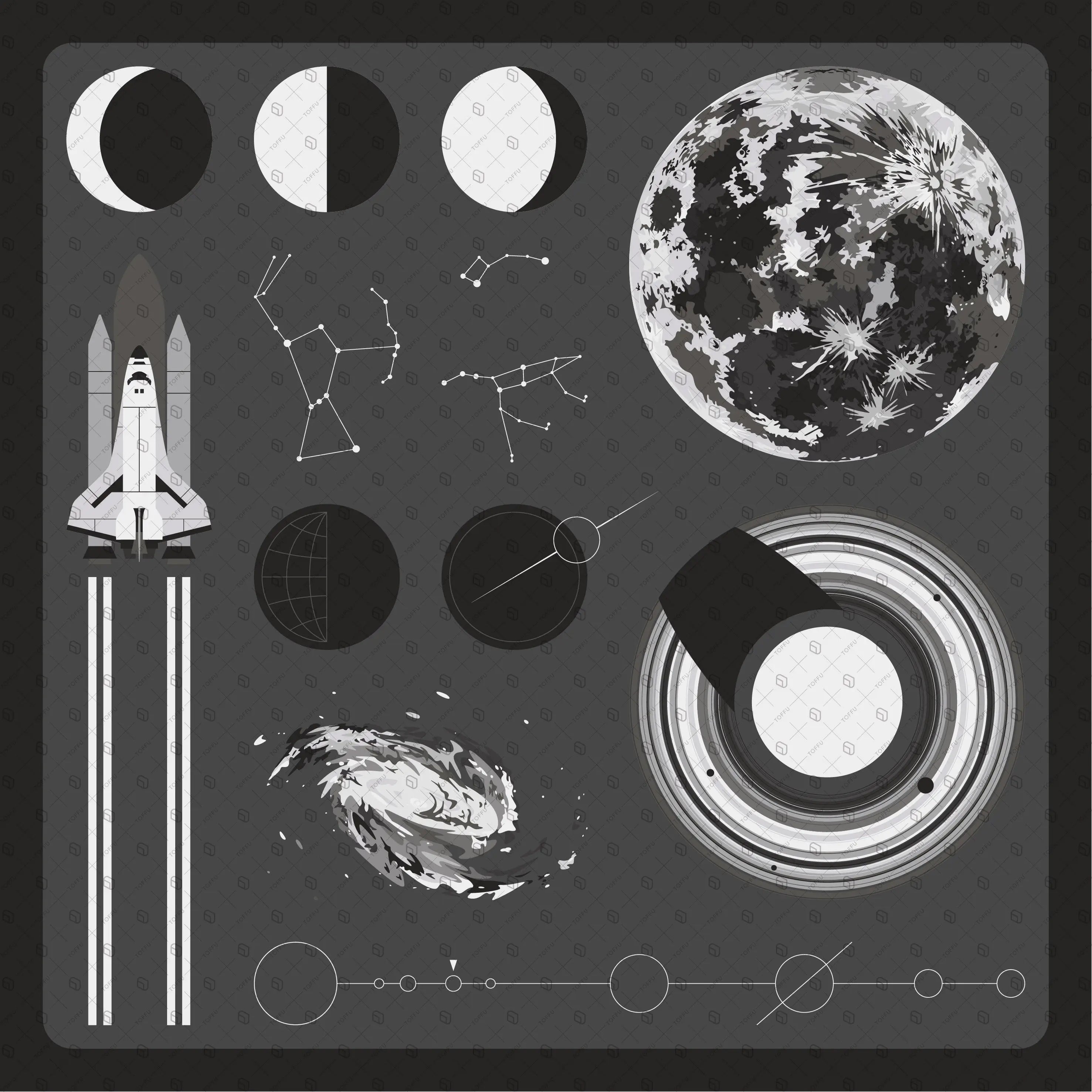Flat Vector Celestial Bodies Digital Artwork drawings | Toffu Co