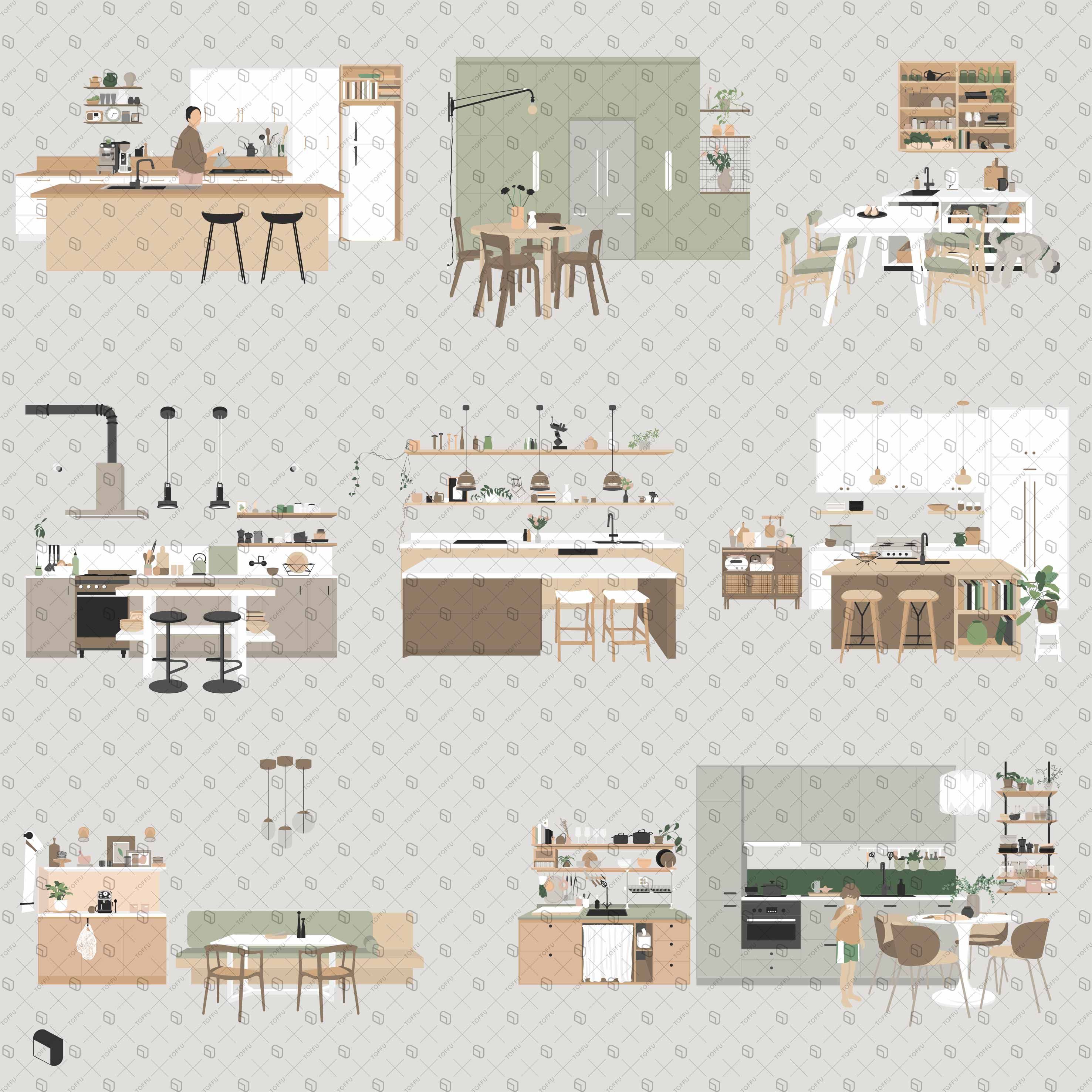 Flat Vector Modern Kitchen 2 Toffu