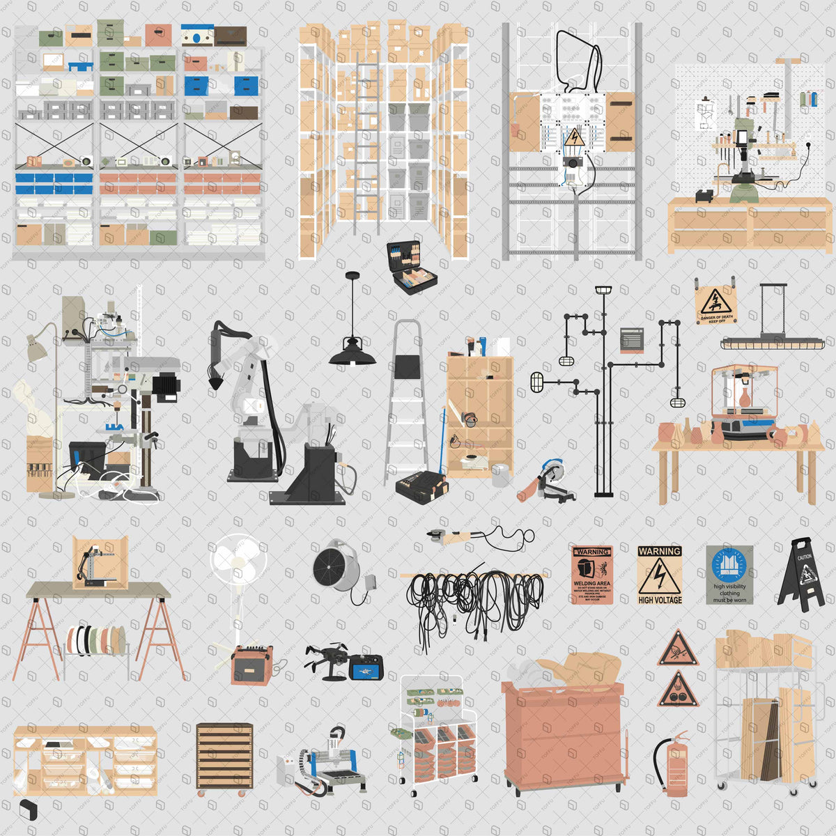 Flat Vector Makerspace Objects – Toffu Co