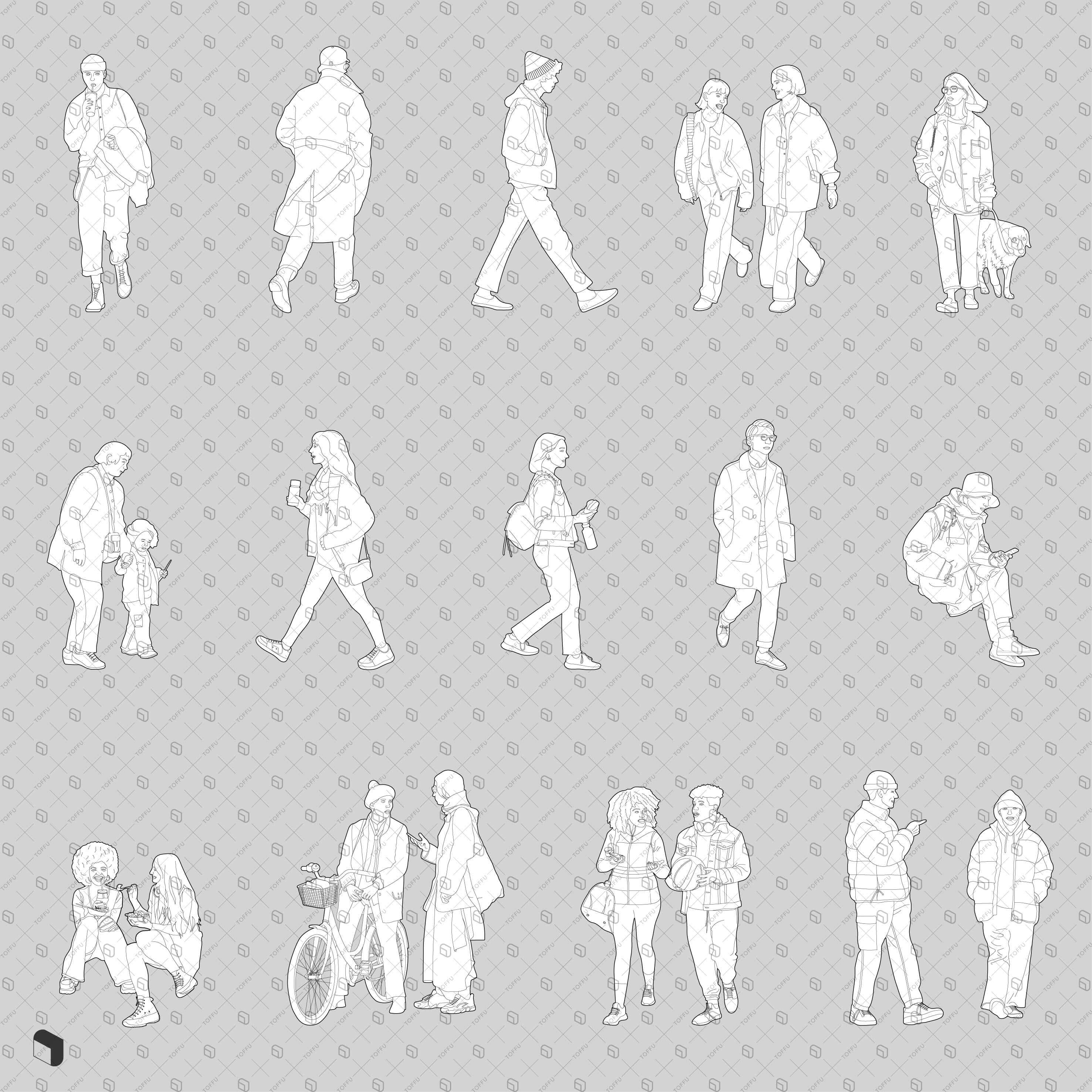Flat Vector Detailed People Digital Artwork drawings | Toffu Co