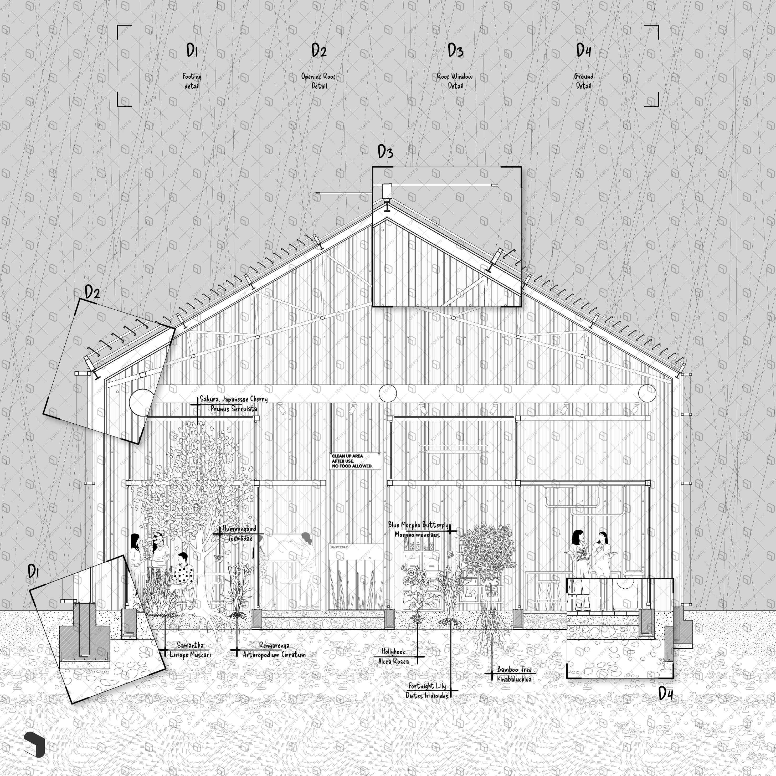 Flat Vector Industrial Office Detailed Section Digital Artwork drawings | Toffu Co