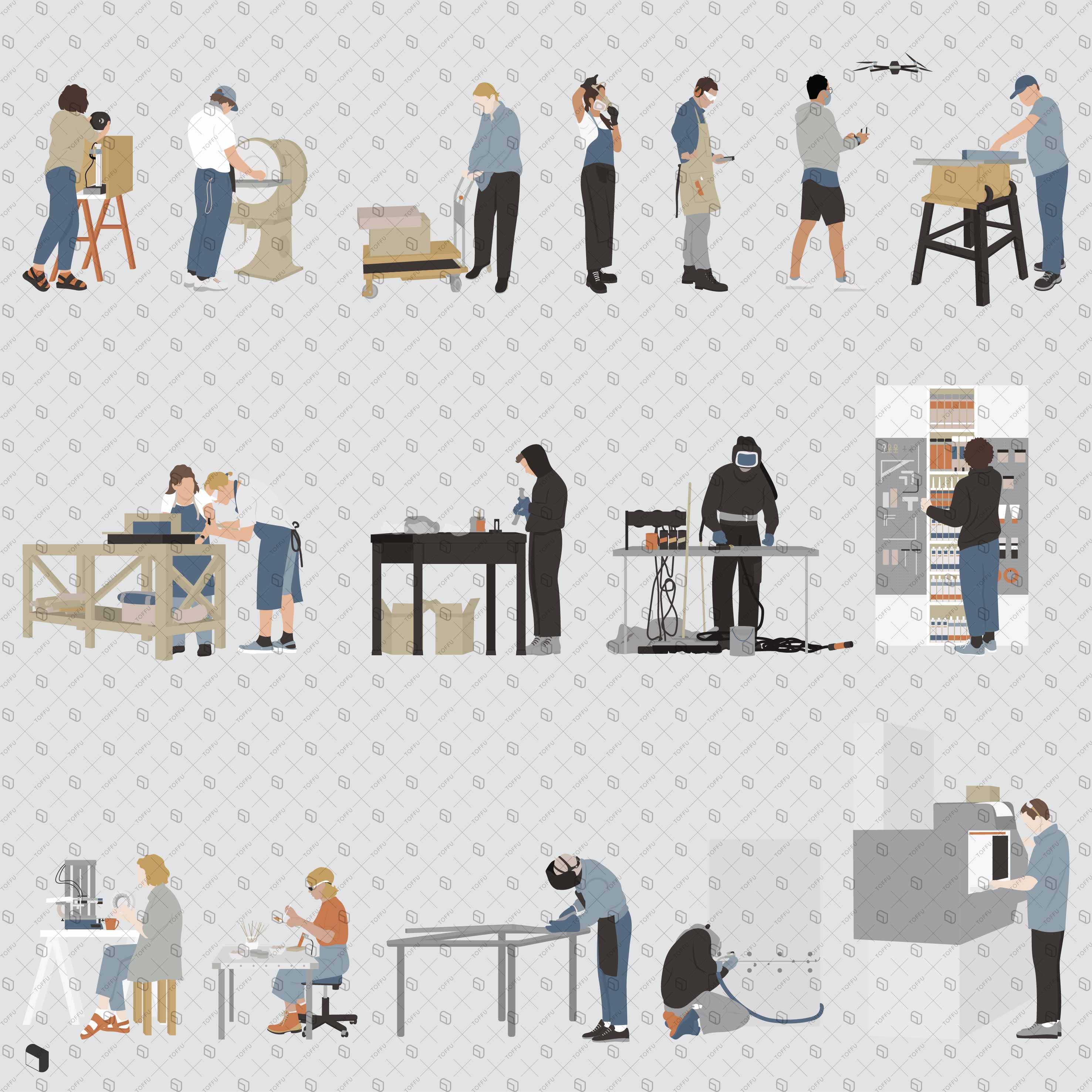 Flat Vector Makerspace People – Toffu Co