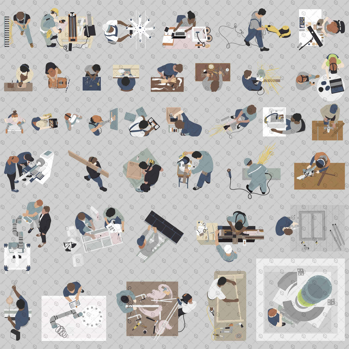 Flat Vector Makerspace People Top View – Toffu Co