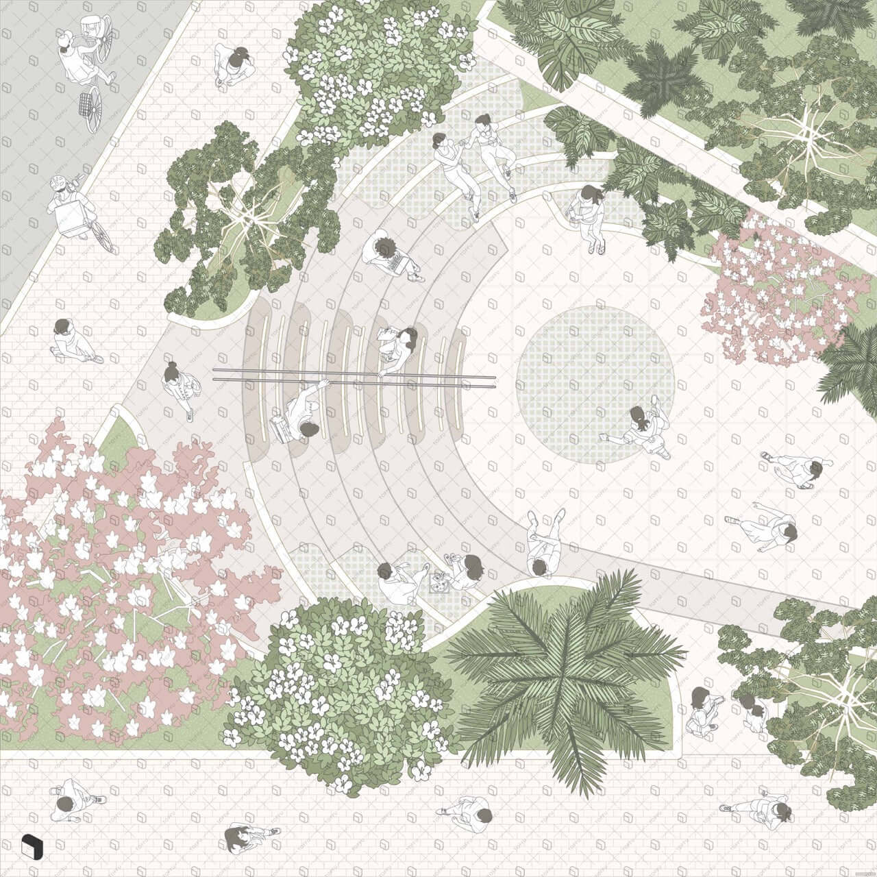 Flat Vector Public Space Top View Multimedia & Design Software drawings | Toffu Co