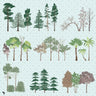 Flat Vector Tree Sets Digital Artwork drawings | Toffu Co