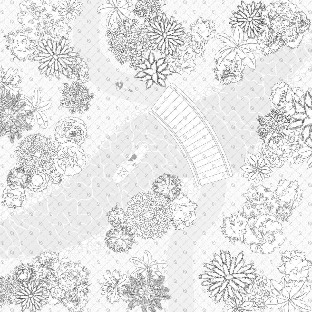 Flat Vector Tree Sets Top View Digital Artwork drawings | Toffu Co