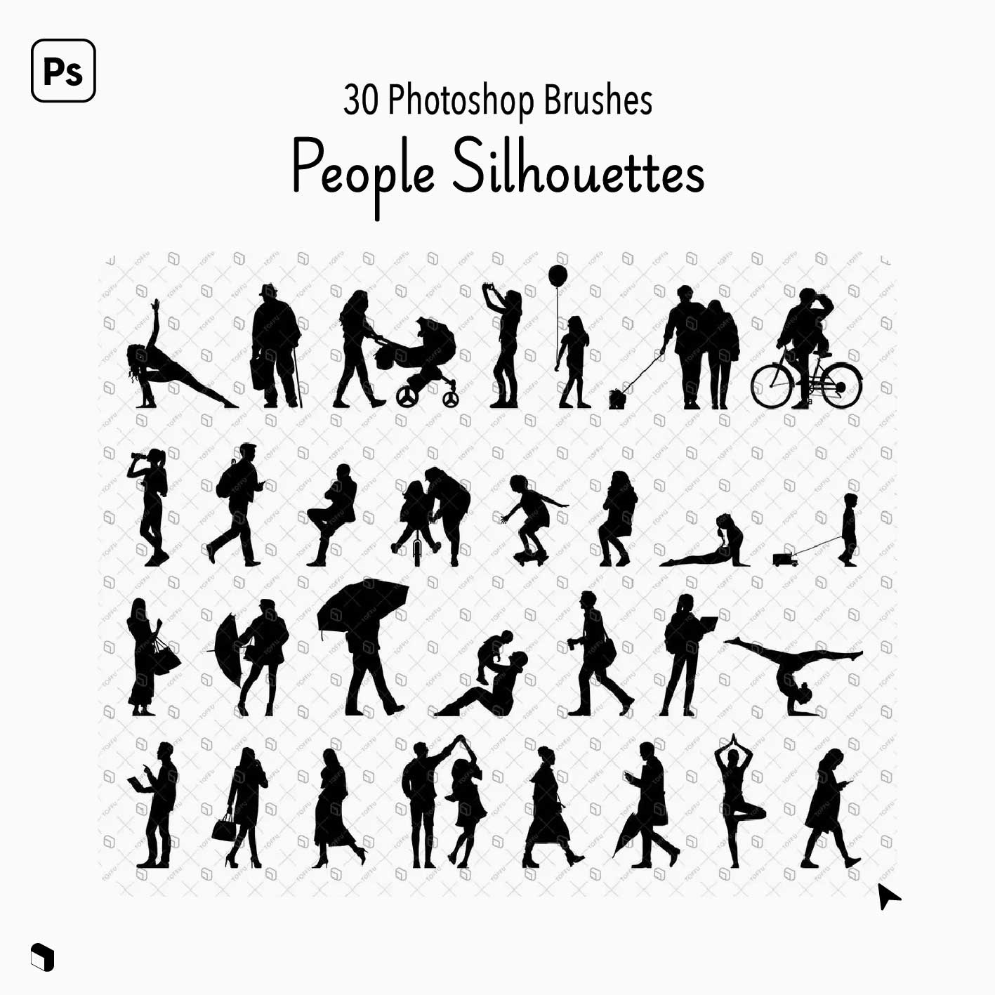 Photoshop Brush People Silhouettes Digital Artwork drawings | Toffu Co