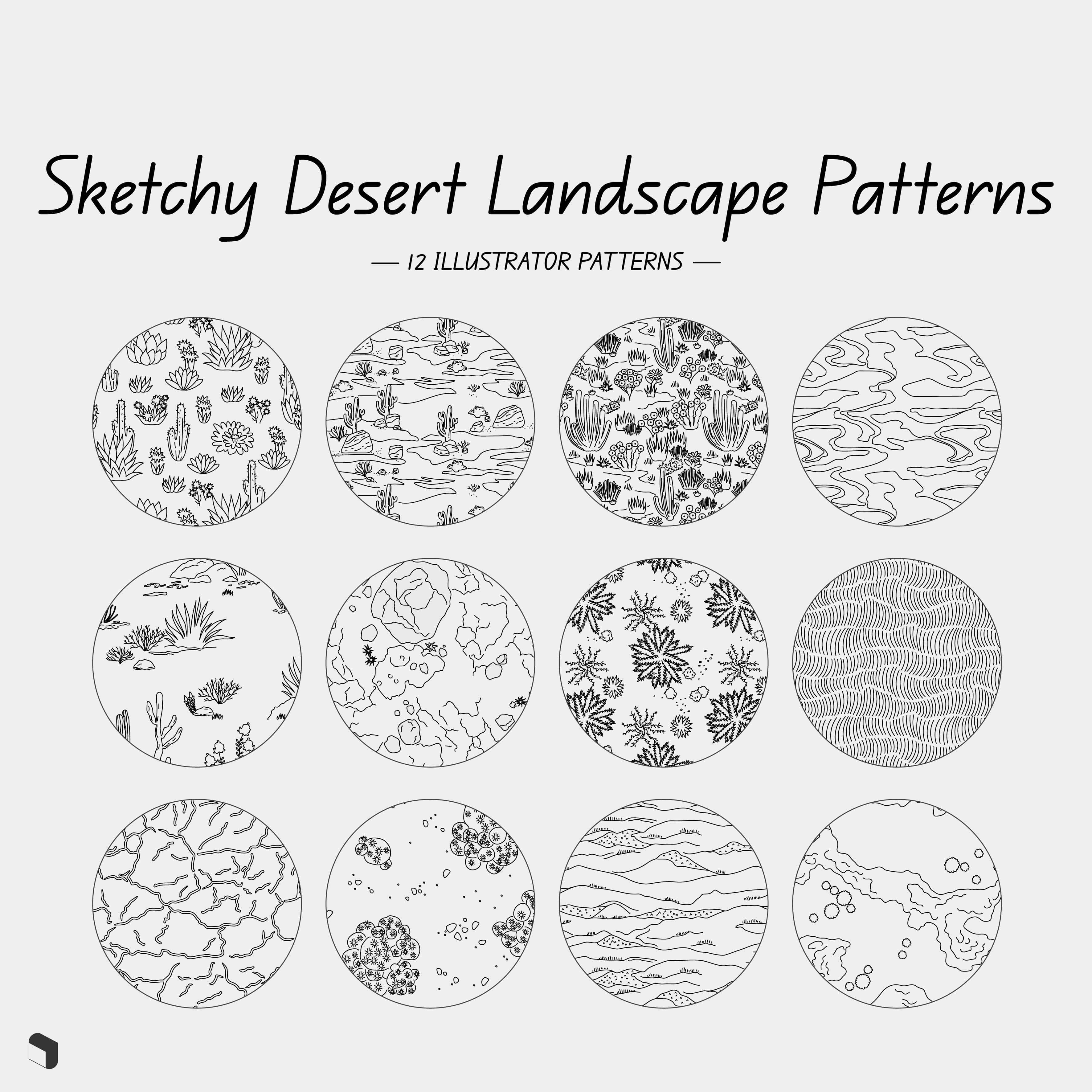 Swatch Sketchy Desert Landscape Patterns Digital Artwork drawings | Toffu Co