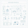 Flat Vector Kitchen Furniture Clutter and Plans Digital Artwork drawings | Toffu Co