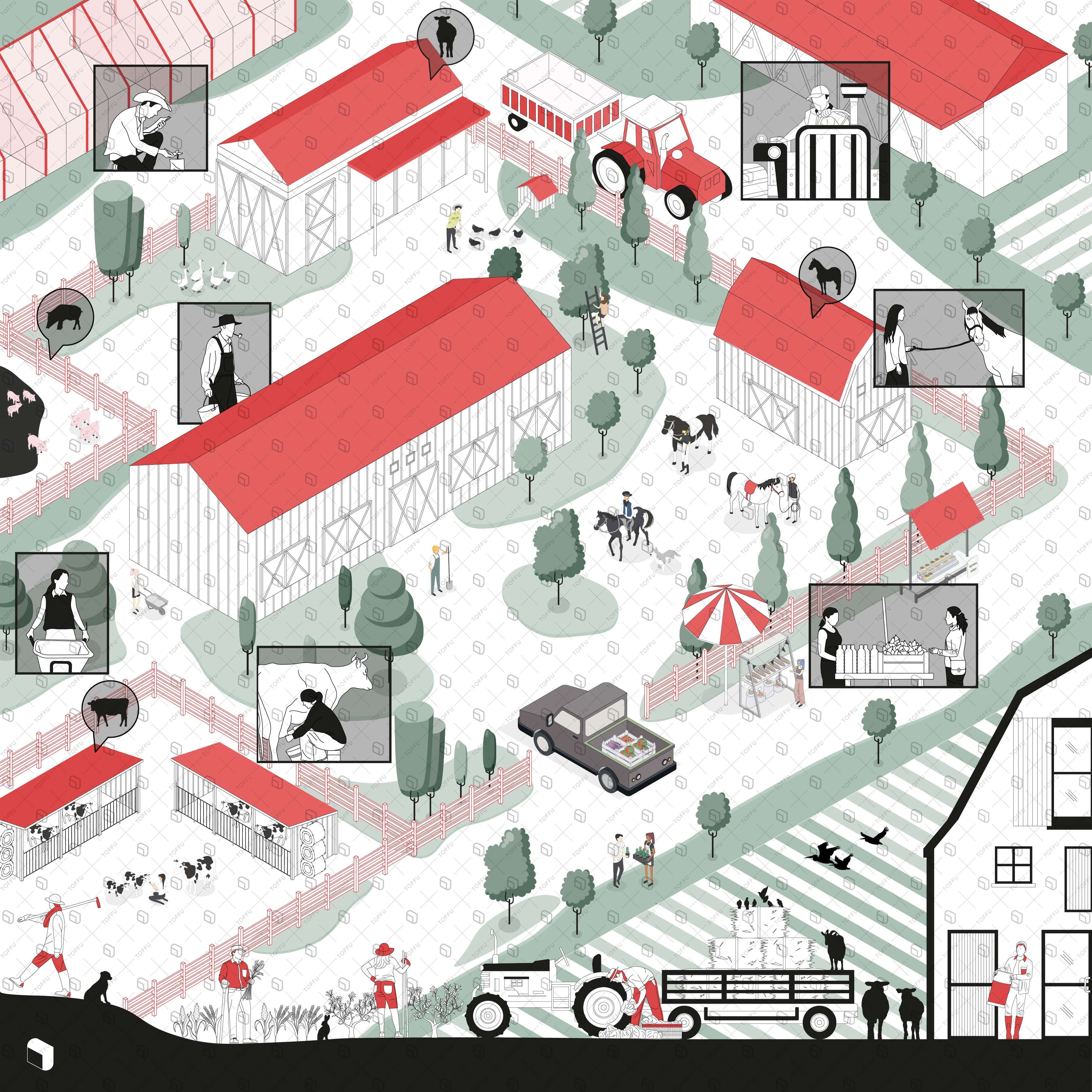 Axonometric & Cad Farm Creative Content Bundle Digital Artwork drawings | Toffu Co