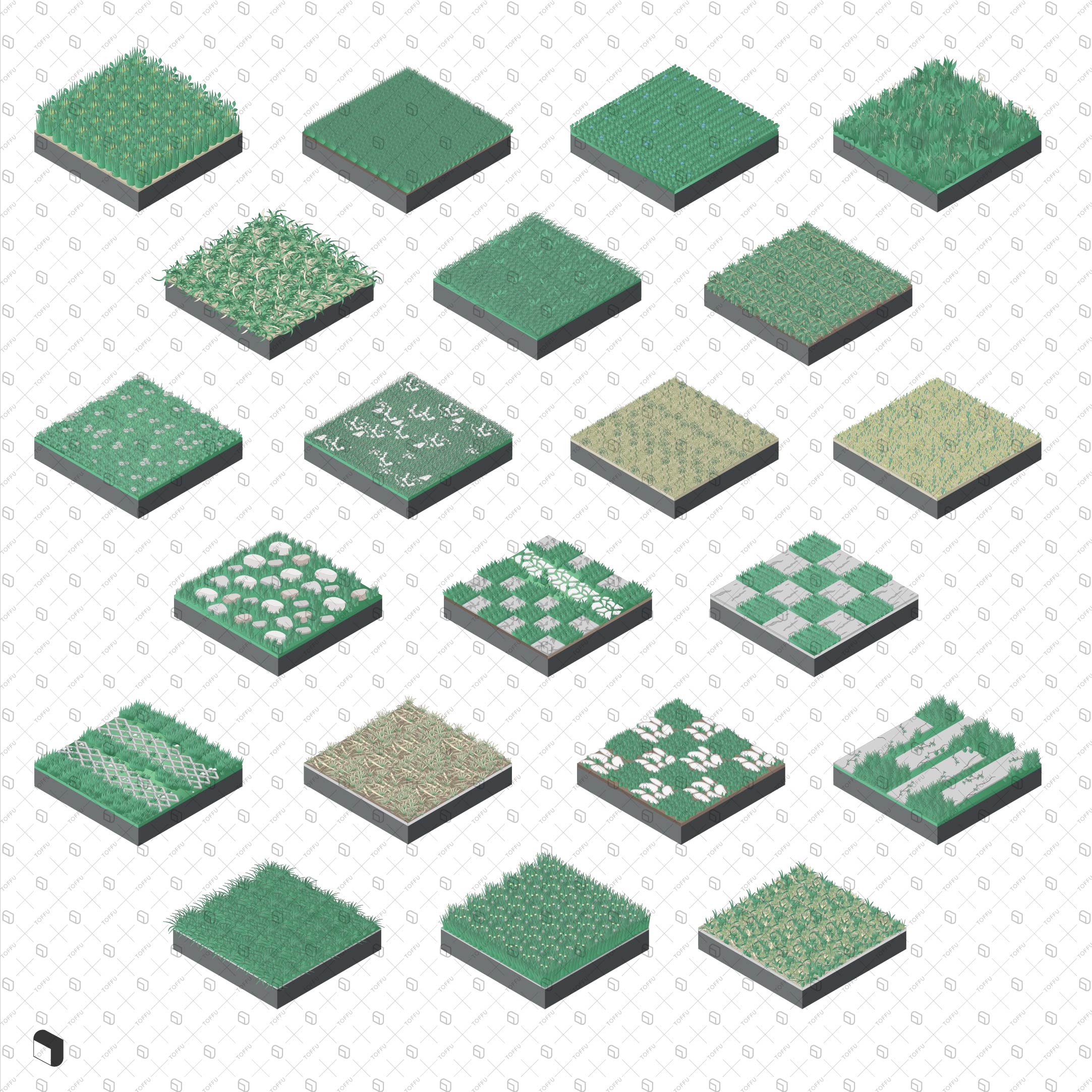 Axonometric Tiles Grass – Toffu Co