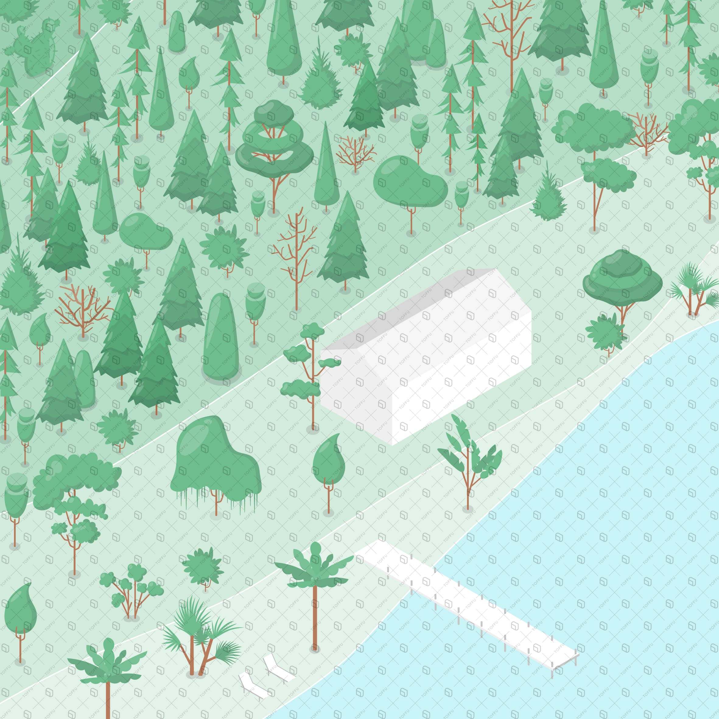 Axonometric Trees 2 Digital Artwork drawings | Toffu Co