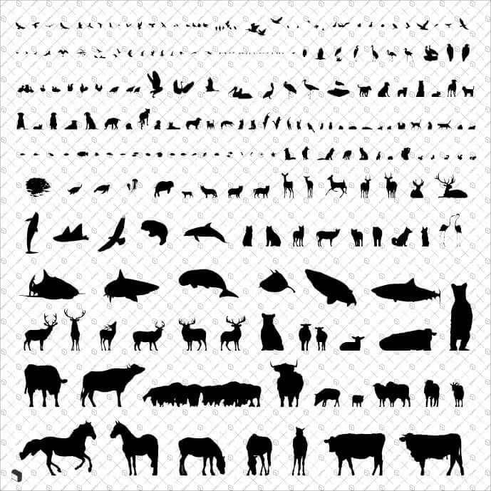 Cad Animal Silhouettes Digital Artwork drawings | Toffu Co
