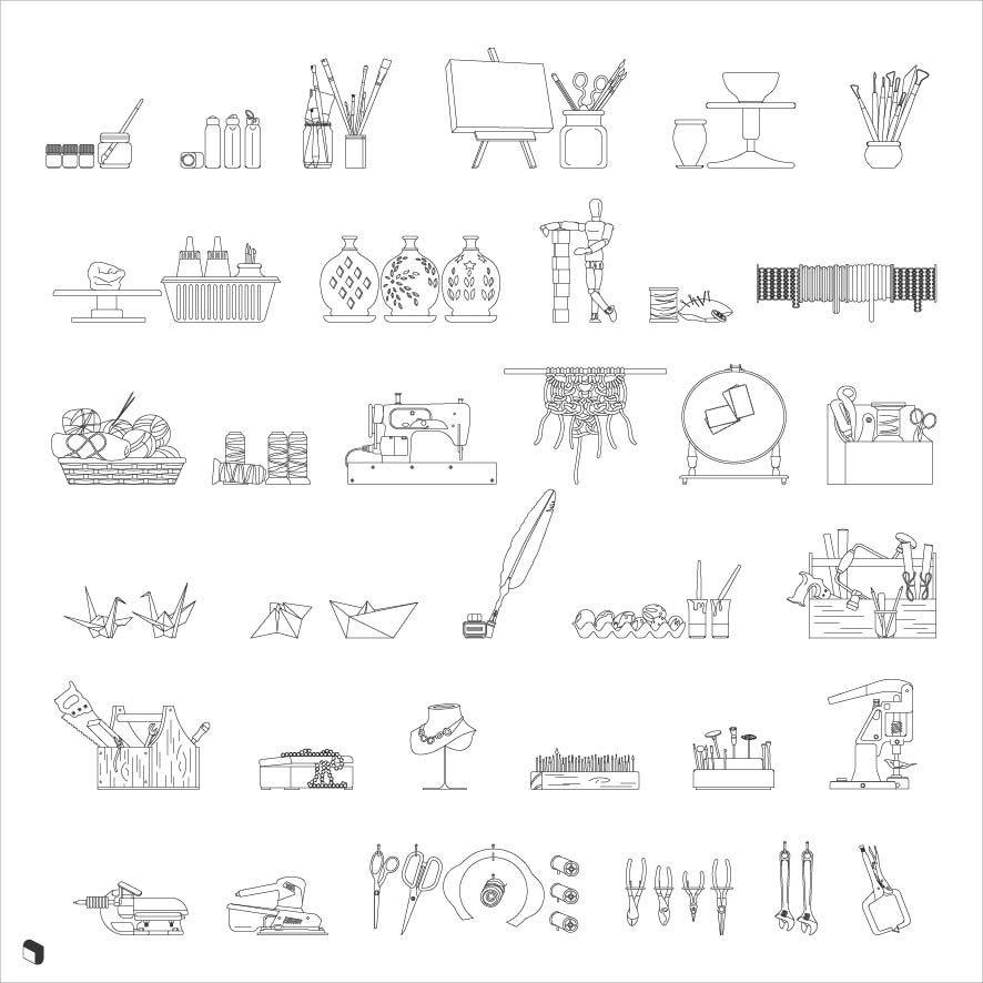 Cad Arts & Craft Detail Objects Digital Artwork drawings | Toffu Co
