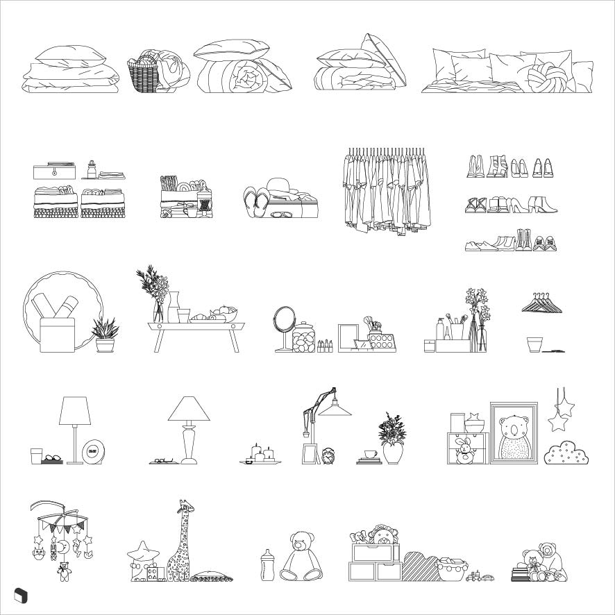 Cad Bedroom Detail Objects Digital Artwork drawings | Toffu Co