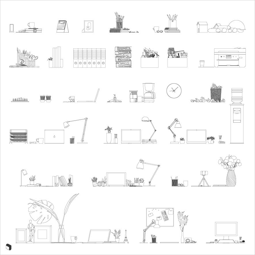 Cad Office Detail Objects Digital Artwork drawings | Toffu Co