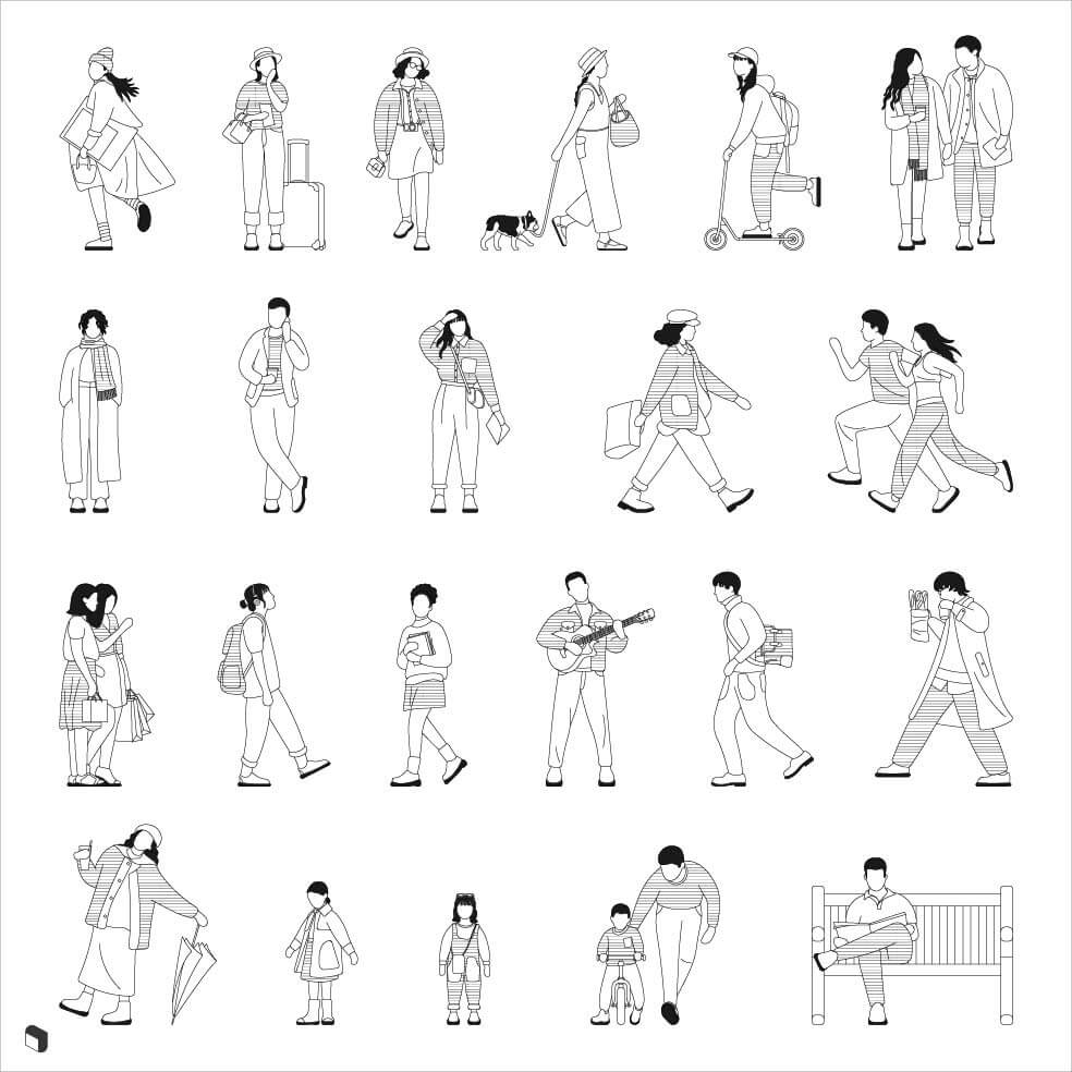 Cad Doodle Exterior People 2 Digital Artwork drawings | Toffu Co