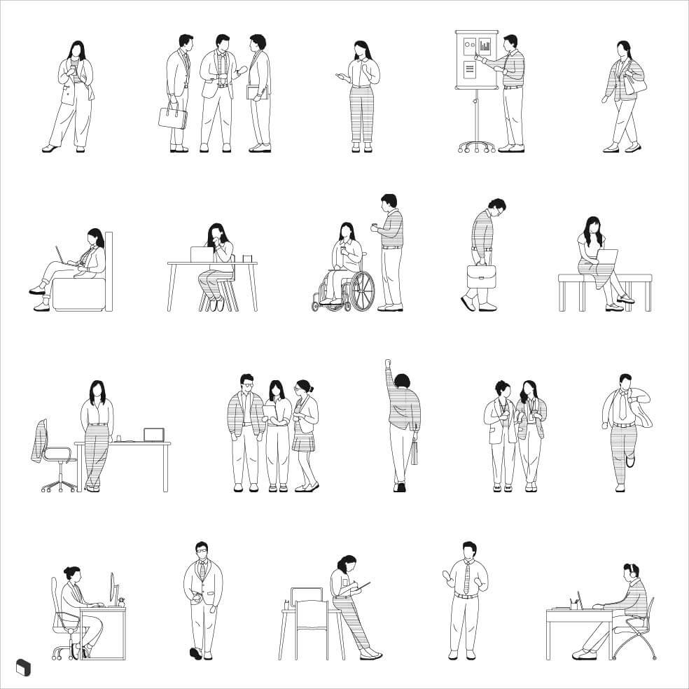 Cad Doodle Office People Digital Artwork drawings | Toffu Co
