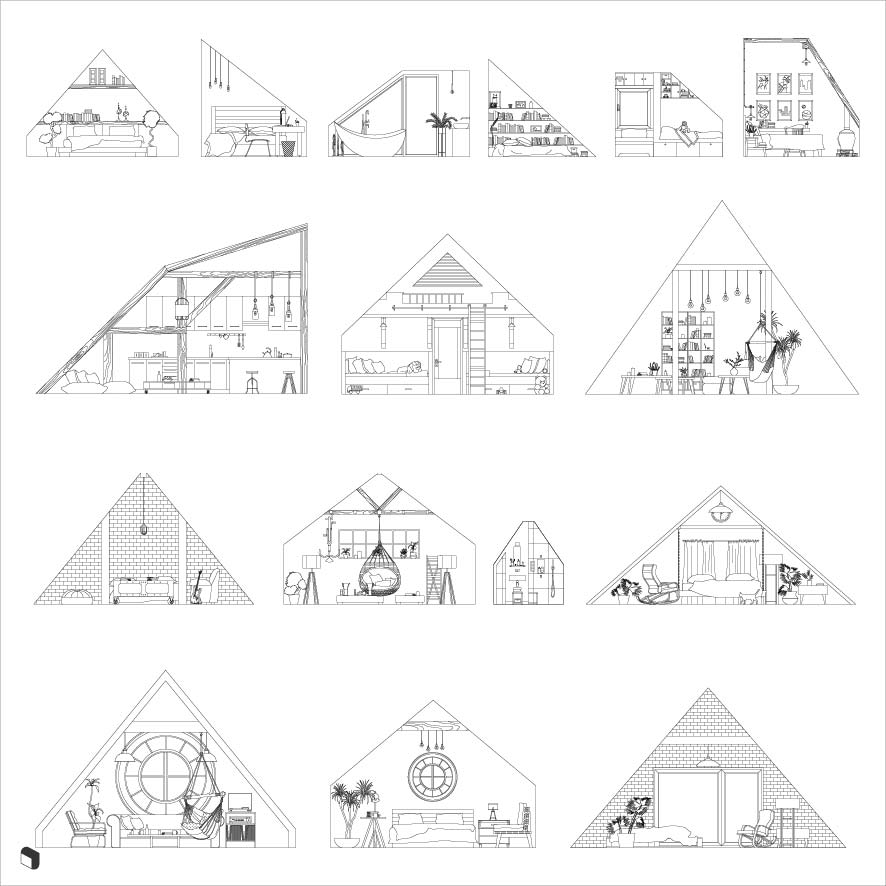 Cad Attic Furniture Digital Artwork drawings | Toffu Co